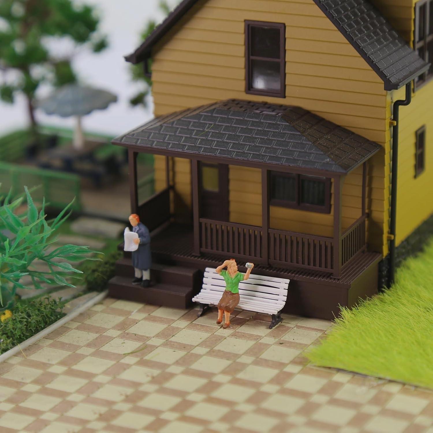 12 Bancos de Plaza Evemodel Escala HO Blanco y Marrón