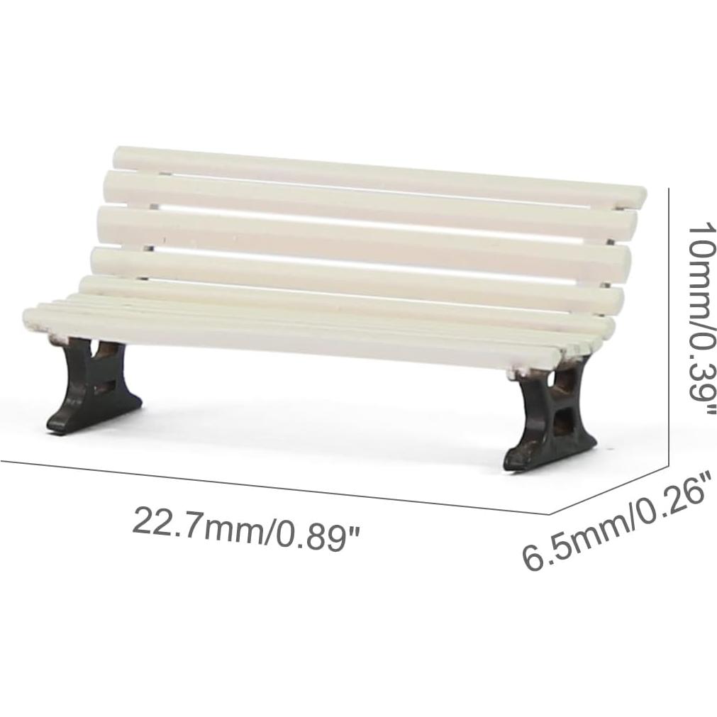 12 Bancos de Plaza Evemodel Escala HO Blanco y Marrón