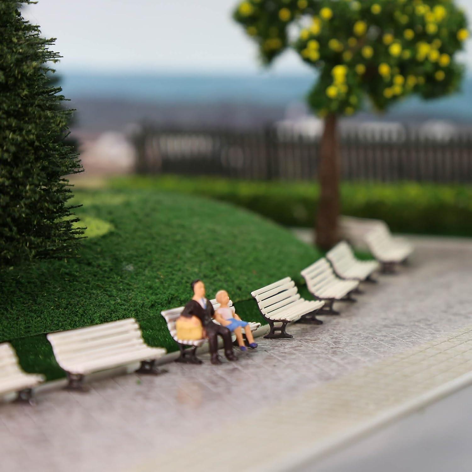 12 Bancos de Plaza Evemodel Escala HO Blanco y Marrón