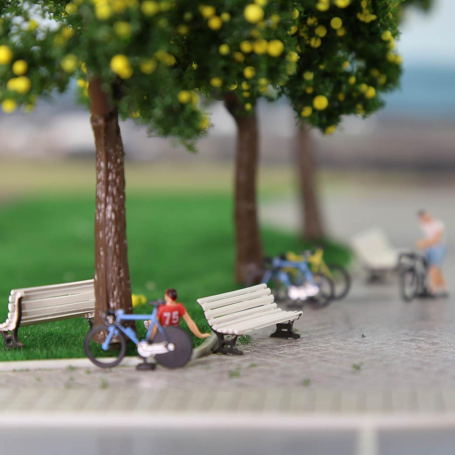 12 Bancos de Plaza Evemodel Escala HO Blanco y Marrón