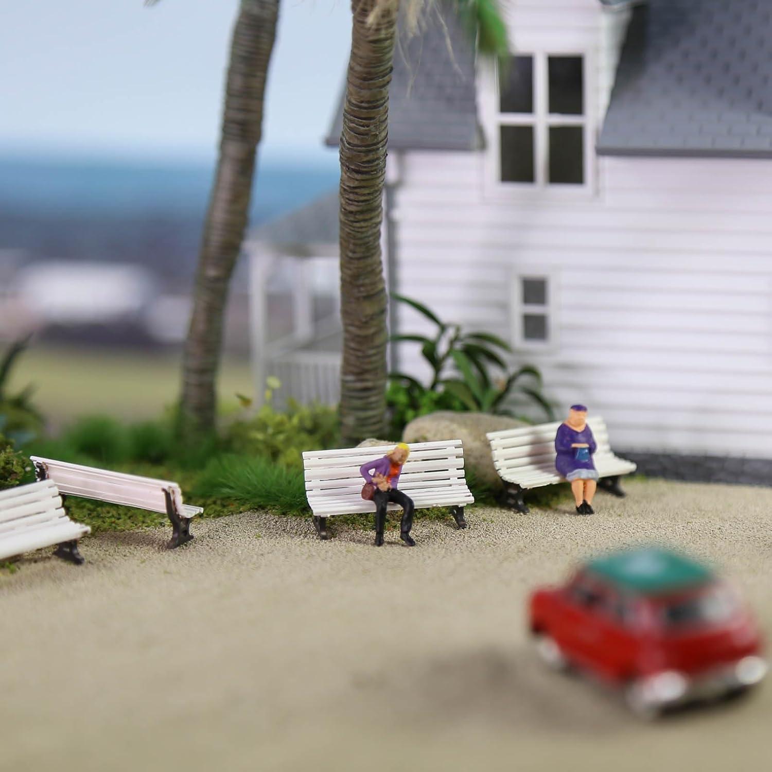 12 Bancos de Plaza Evemodel Escala HO Blanco y Marrón