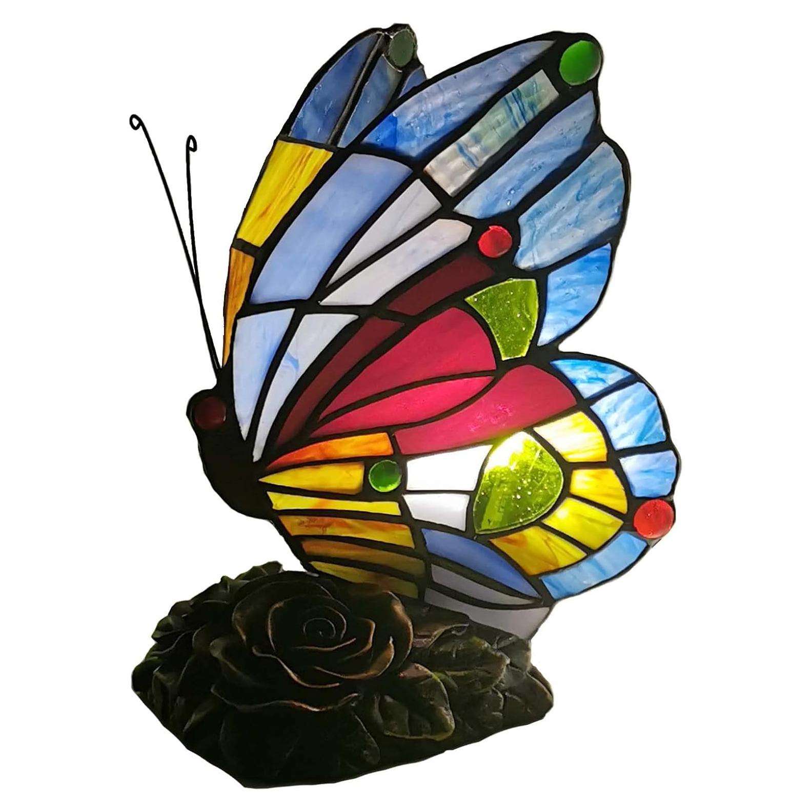 Lámpara de Mesa Tiffany Bieye L10042 Vidrio Templado Multicolor