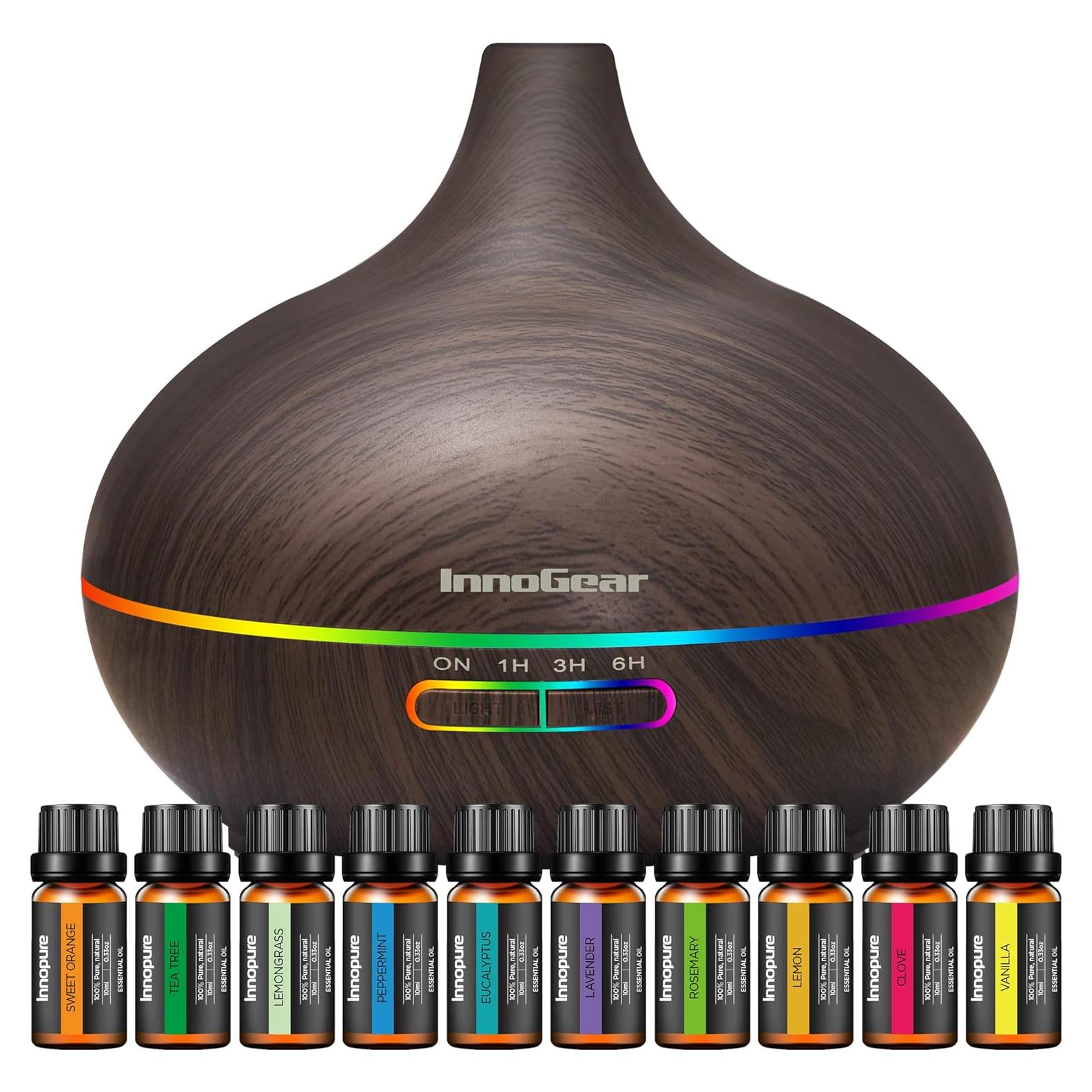 Difusor de Aromaterapia InnoGear 400ml con 10 Aceites Esenciales