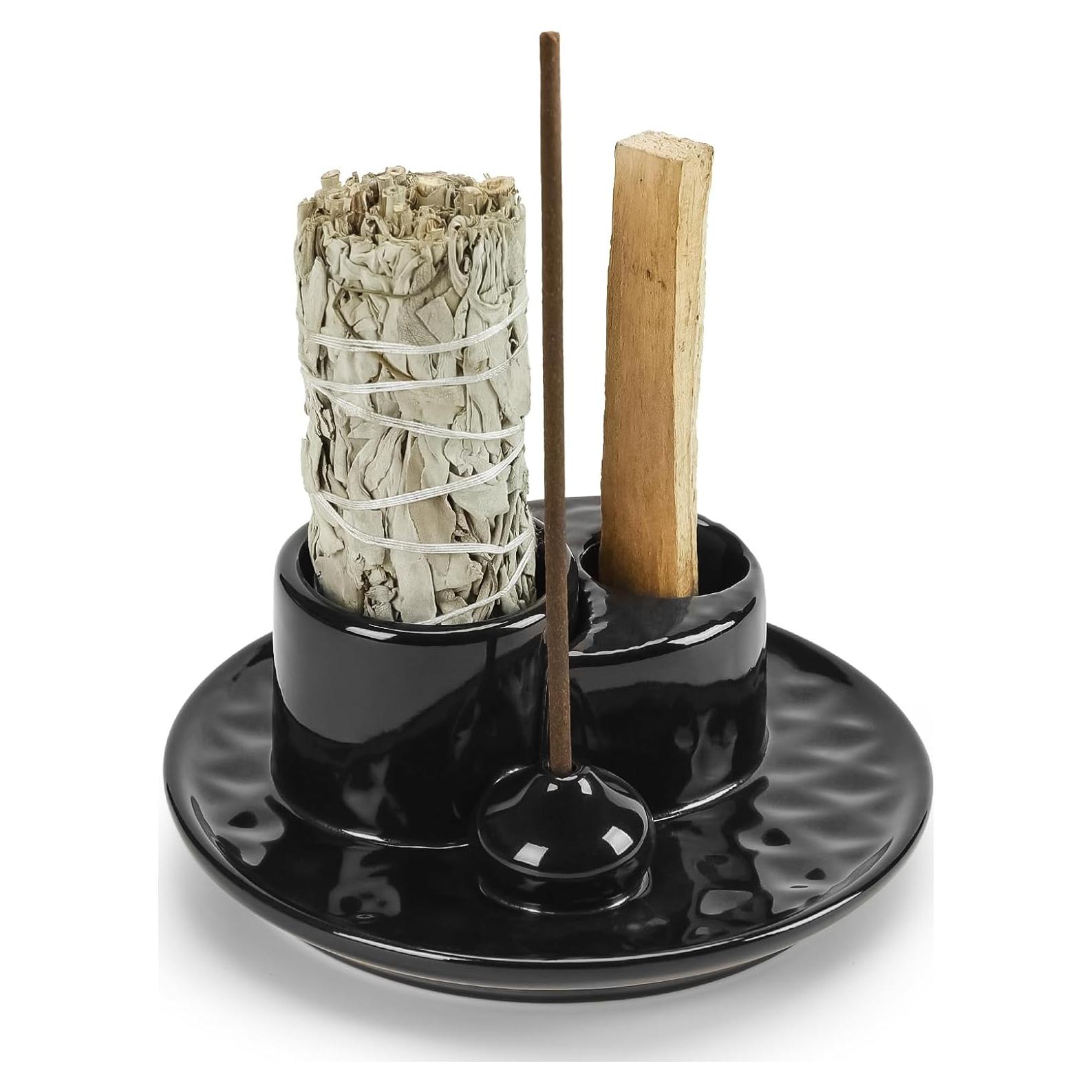Soporte de Cerámica para Palo Santo y Salvia ToolSentryX Negro
