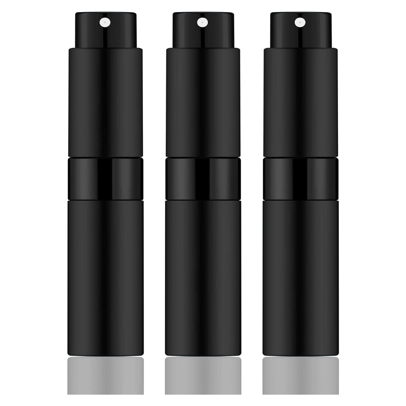 Atomizador de Perfume Mini 8ml Mozzafiato Negro Mate - 3 Piezas
