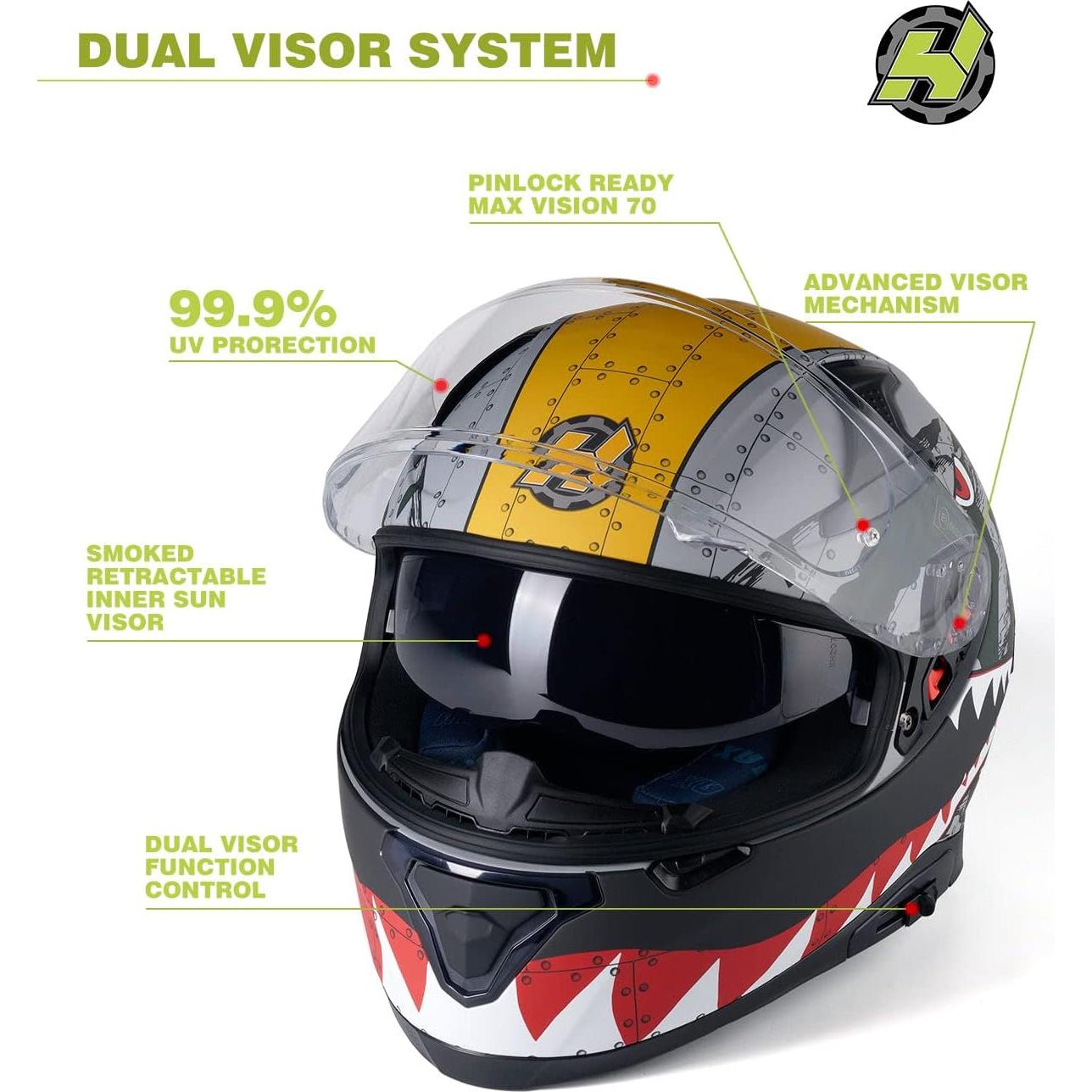 Casco HAX Impulse Mediano DOT con visor Pinlock