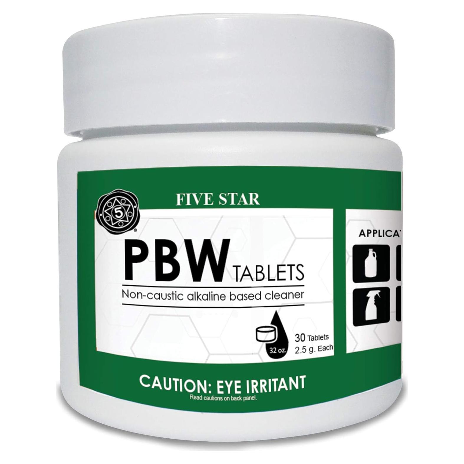 Tabletas de limpieza PBW Five Star 30 ct - 2.5 g cada una