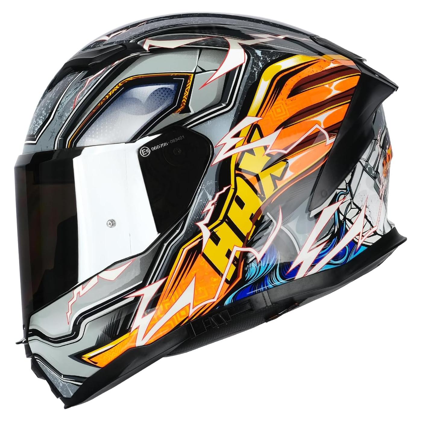 Casco HAX Force XL Naranja Trueno Brilla en la Oscuridad
