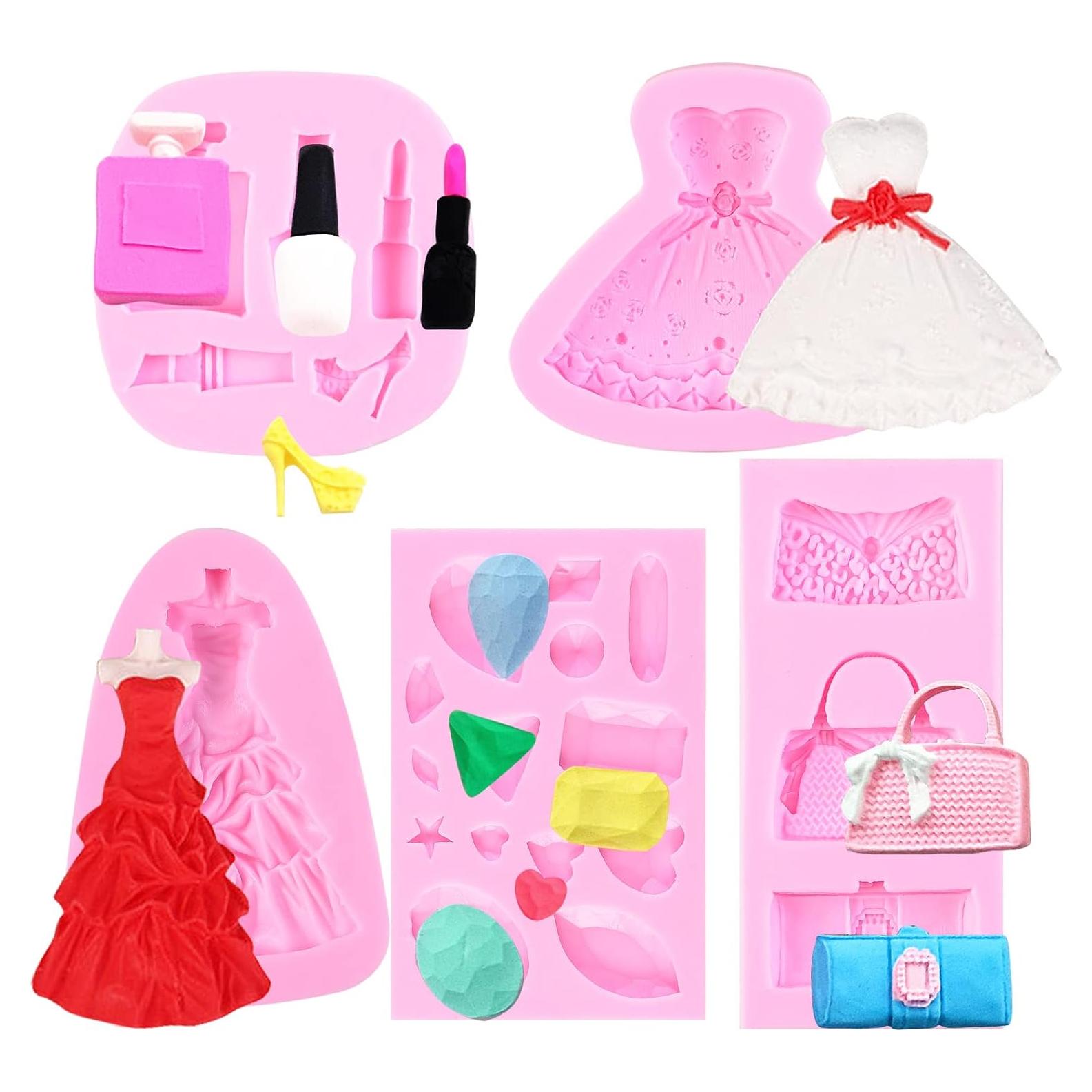 Moldes de Fondant de Silicona Muyulin - 5 Piezas Maquillaje