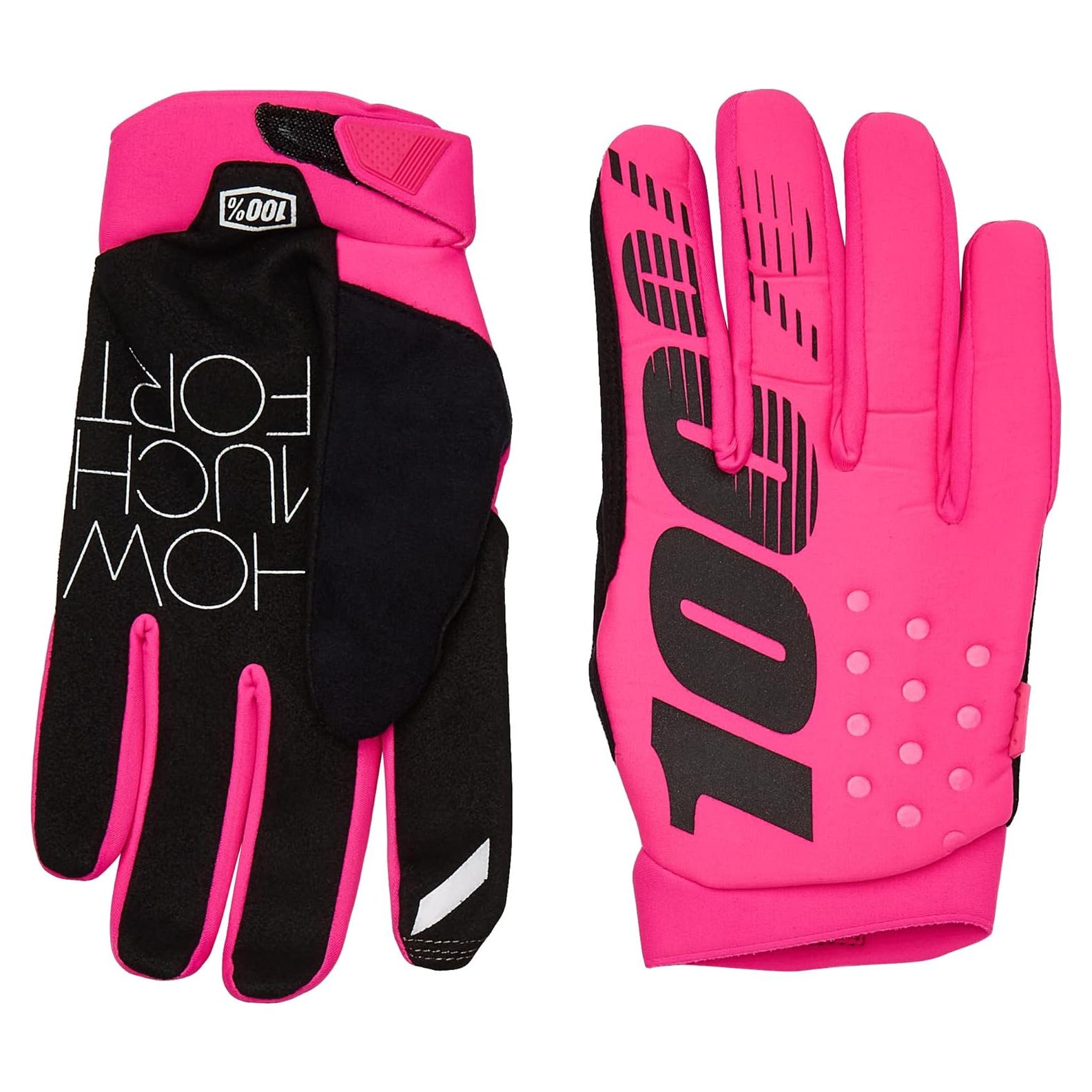 Guantes de Motocross 100% Brisker Rosa Neón Talla Grande