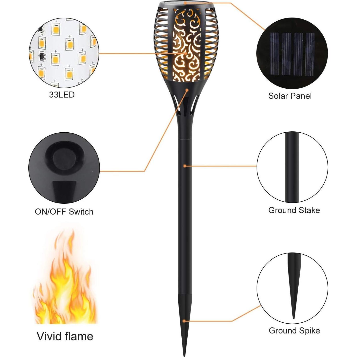 Luces de antorcha solar Permande 8 unidades efecto llama