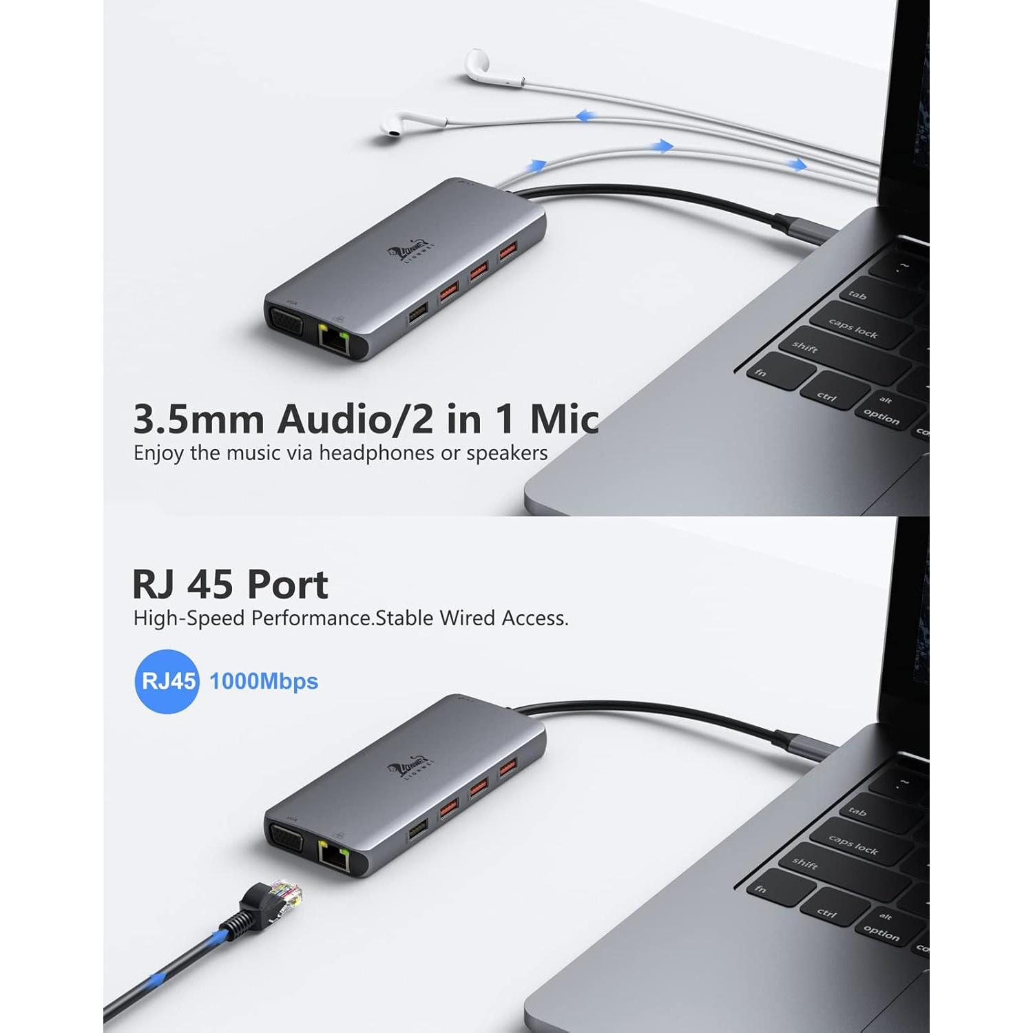 Estación de Acoplamiento USB C LIONWEI 11 en 1 4K HDMI