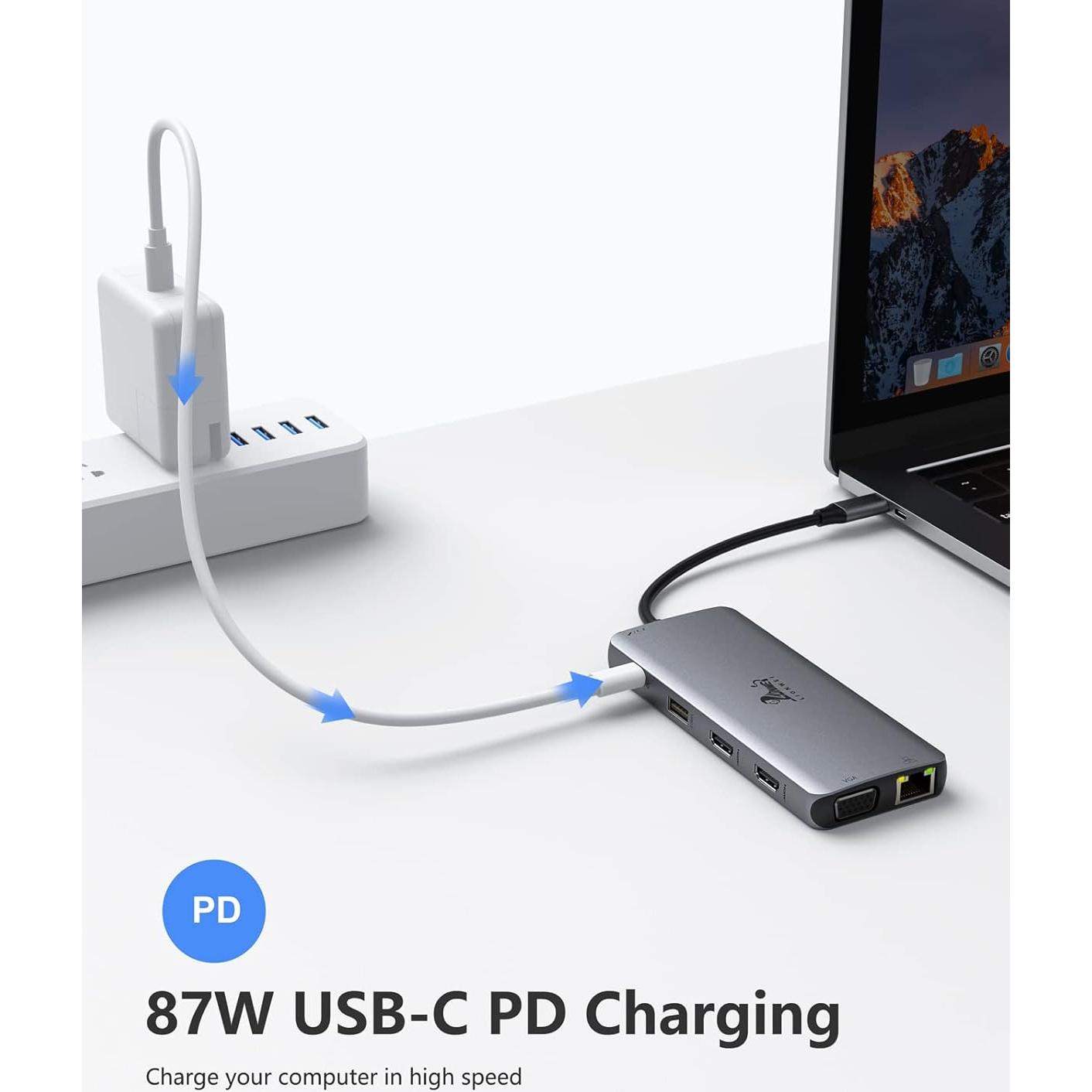 Estación de Acoplamiento USB C LIONWEI 11 en 1 4K HDMI