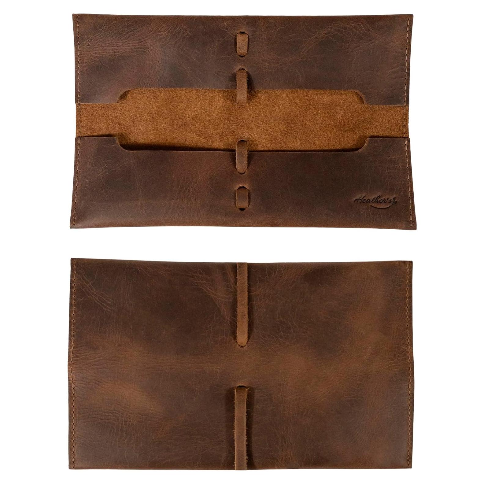 Organizador de Brochas de Maquillaje Heather, Cuero Marrón, Hecho a Mano