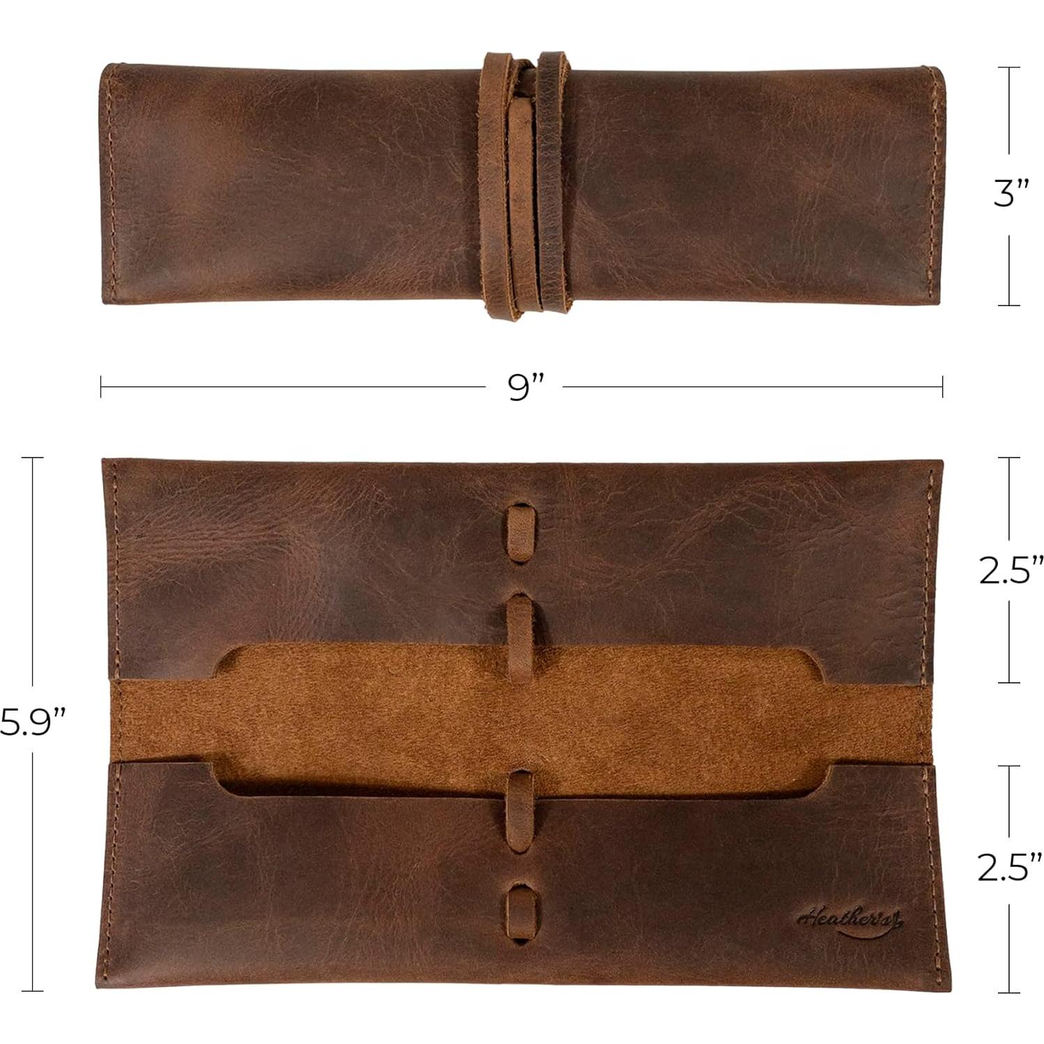 Organizador de Brochas de Maquillaje Heather, Cuero Marrón, Hecho a Mano