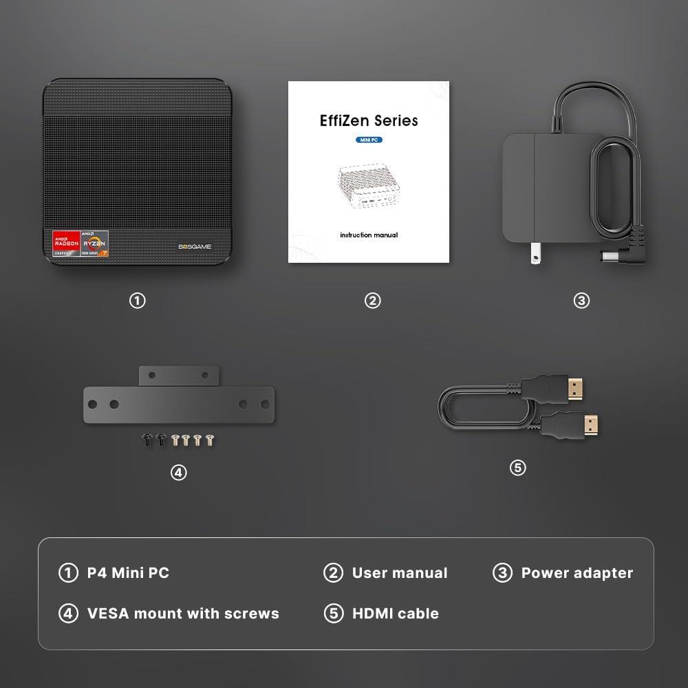 Mini PC Gaming BOSGAME P4 Ryzen 7 5700U 32GB 1TB SSD