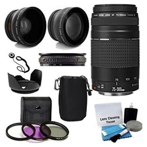 Lente Telefoto Zoom Canon EF 75-300mm f/4-5.6 III con Kit 8 Piezas