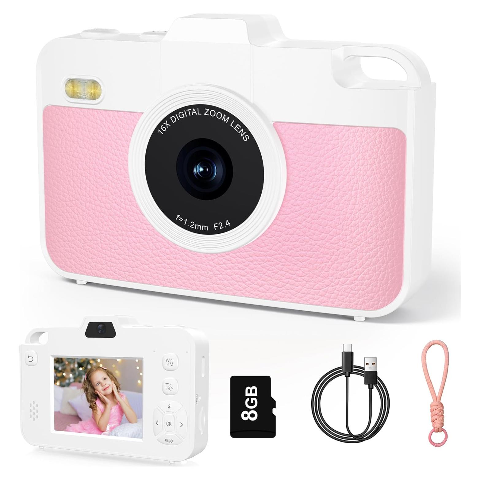 Cámara Digital para Niños Findsmile G1 48MP Rosa 1080P