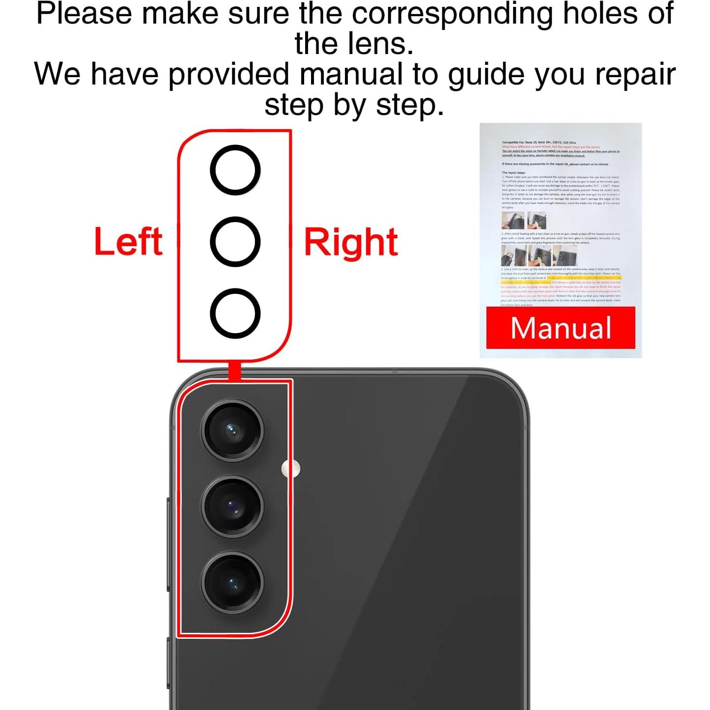 Kit Reemplazo Lente de Cámara ASDAWN para Samsung Galaxy S23/S23+