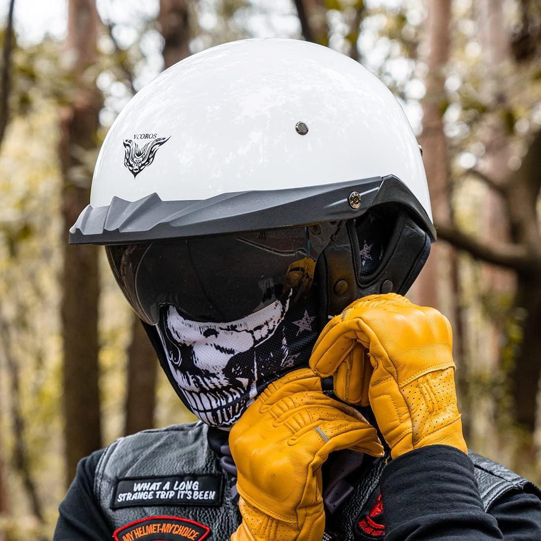 Casco de Media Cara VCOROS VHF04 Blanco Brillante Ajustable