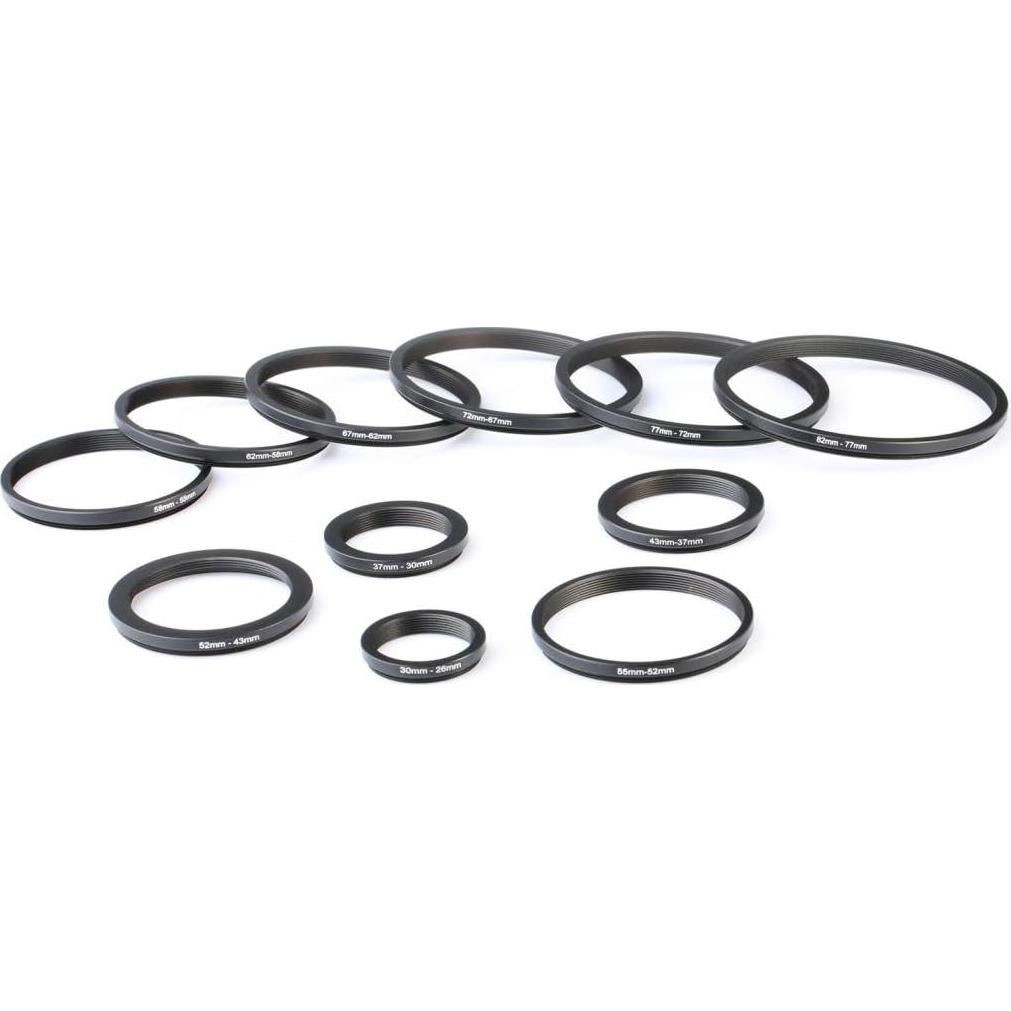 K&F CONCEPT 11 Pieces Metal Step Down Filter Adapter Rings Set, for Large Size Lens Add Small Size Filter 67-62mm 72-67mm 77-72mm 82-77mm for Camera Lens