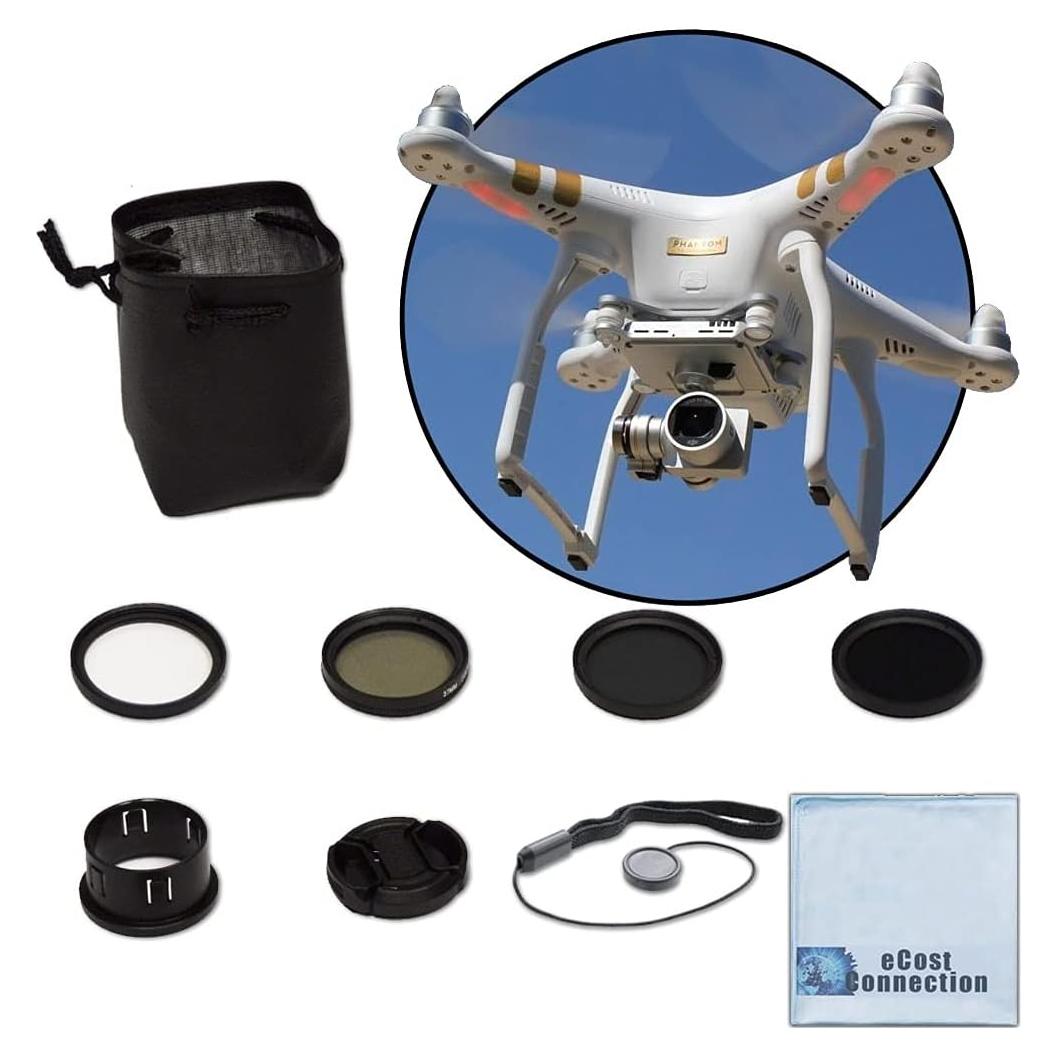 Kit de Filtros 37MM para Drones DJI Phantom 3 - CPL, ND4, ND8, UV