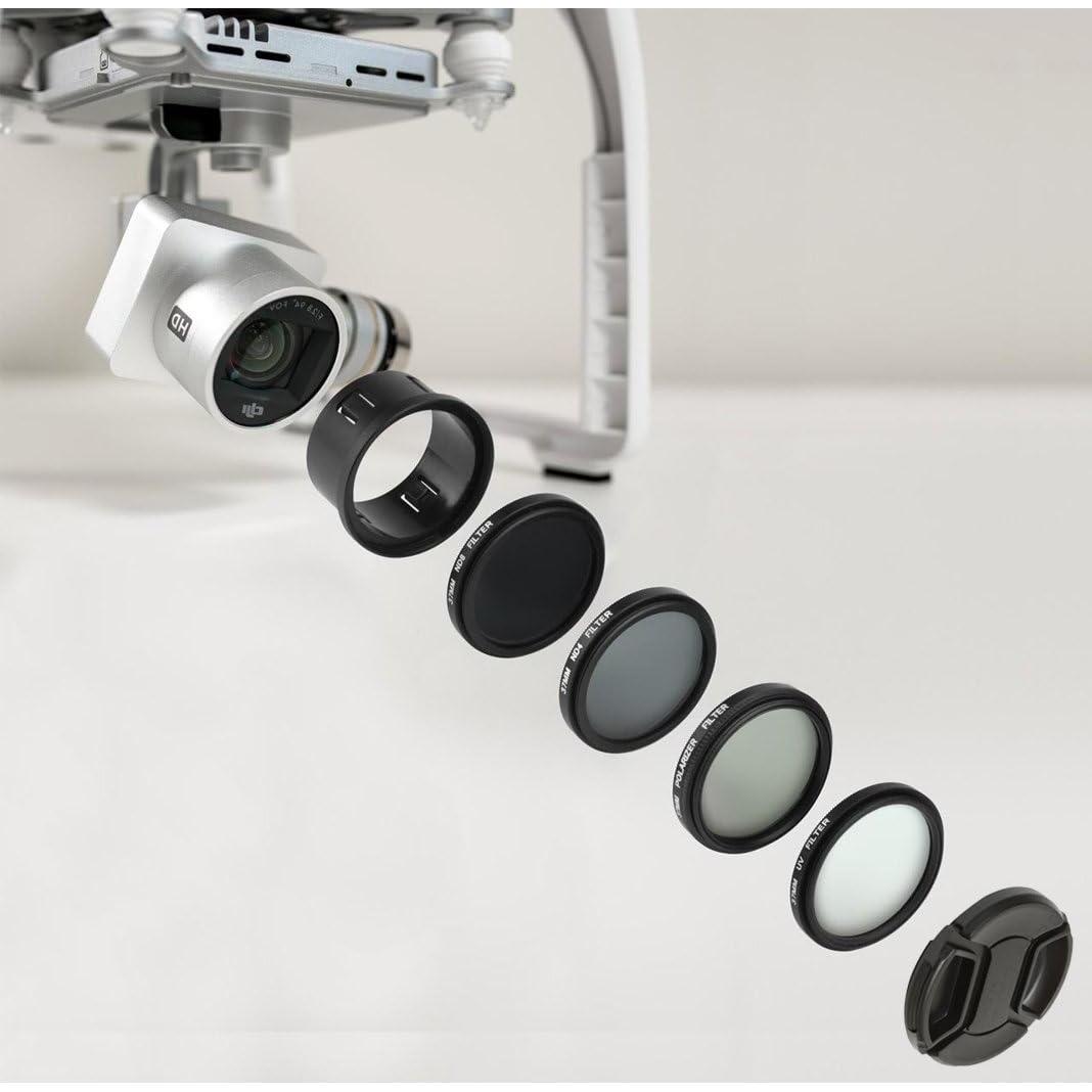 Kit de Filtros 37MM para Drones DJI Phantom 3 - CPL, ND4, ND8, UV