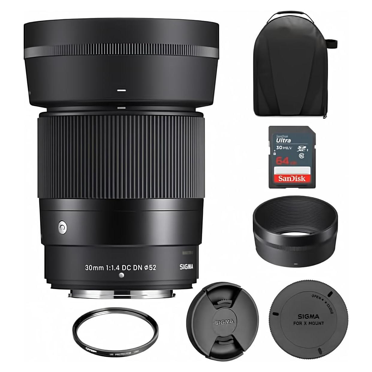 Lente Sigma 30mm f/1.4 DC DN para FUJIFILM X + Filtro UV 52mm