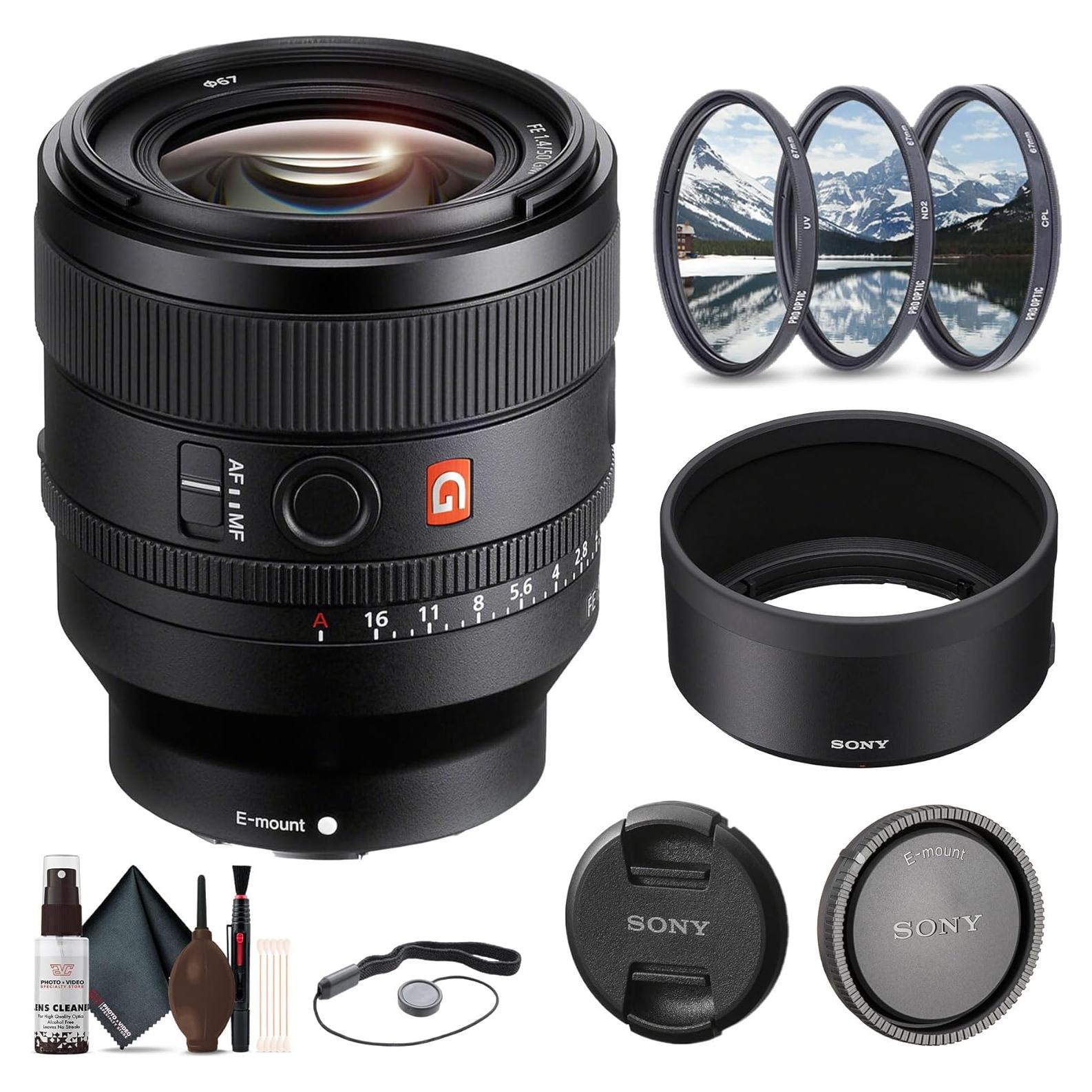 Lente Sony FE 50mm f/1.4 GM + Kit de Filtros 67mm y Limpieza