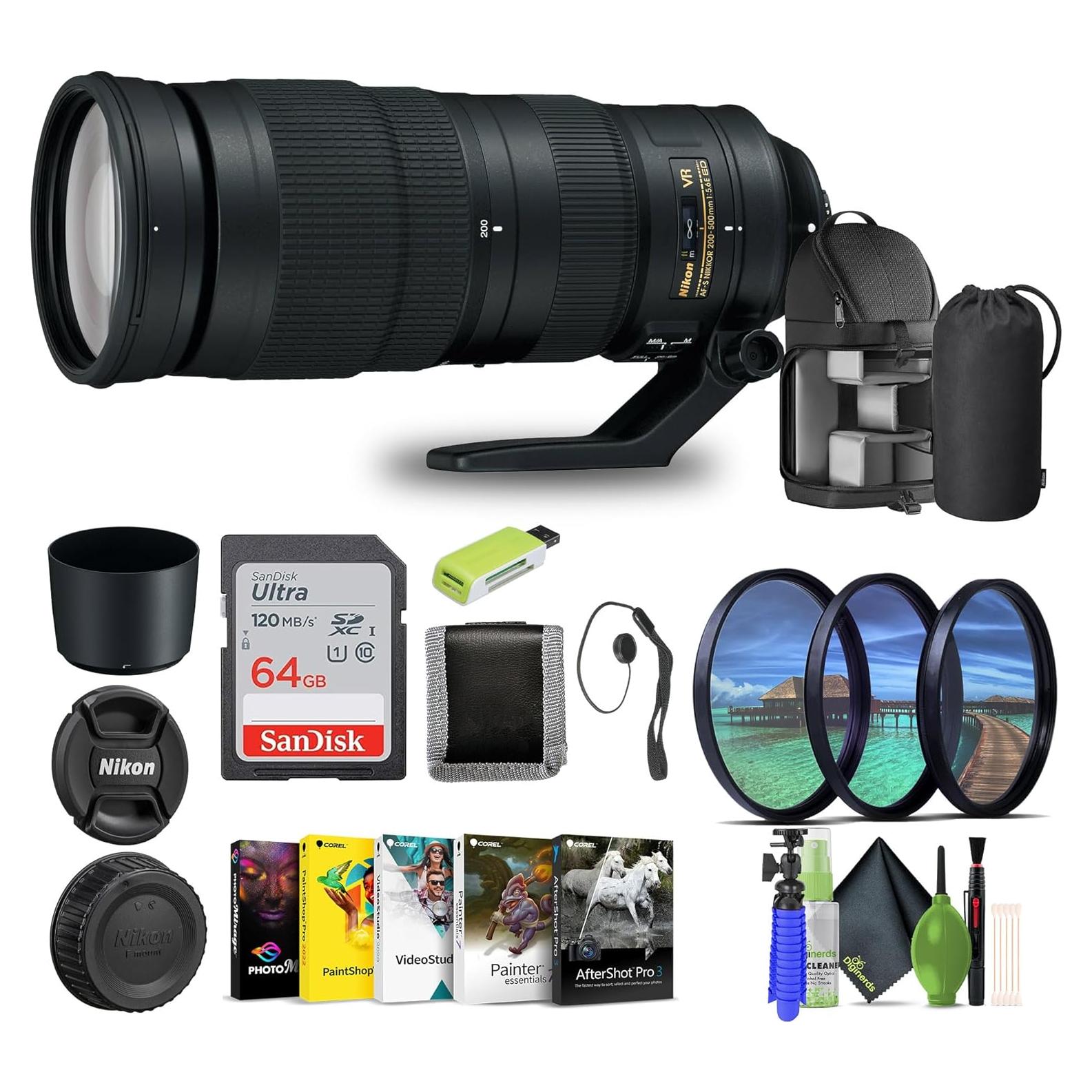 Lente Nikon AF-S NIKKOR 200-500mm f/5.6E ED VR + Accesorios