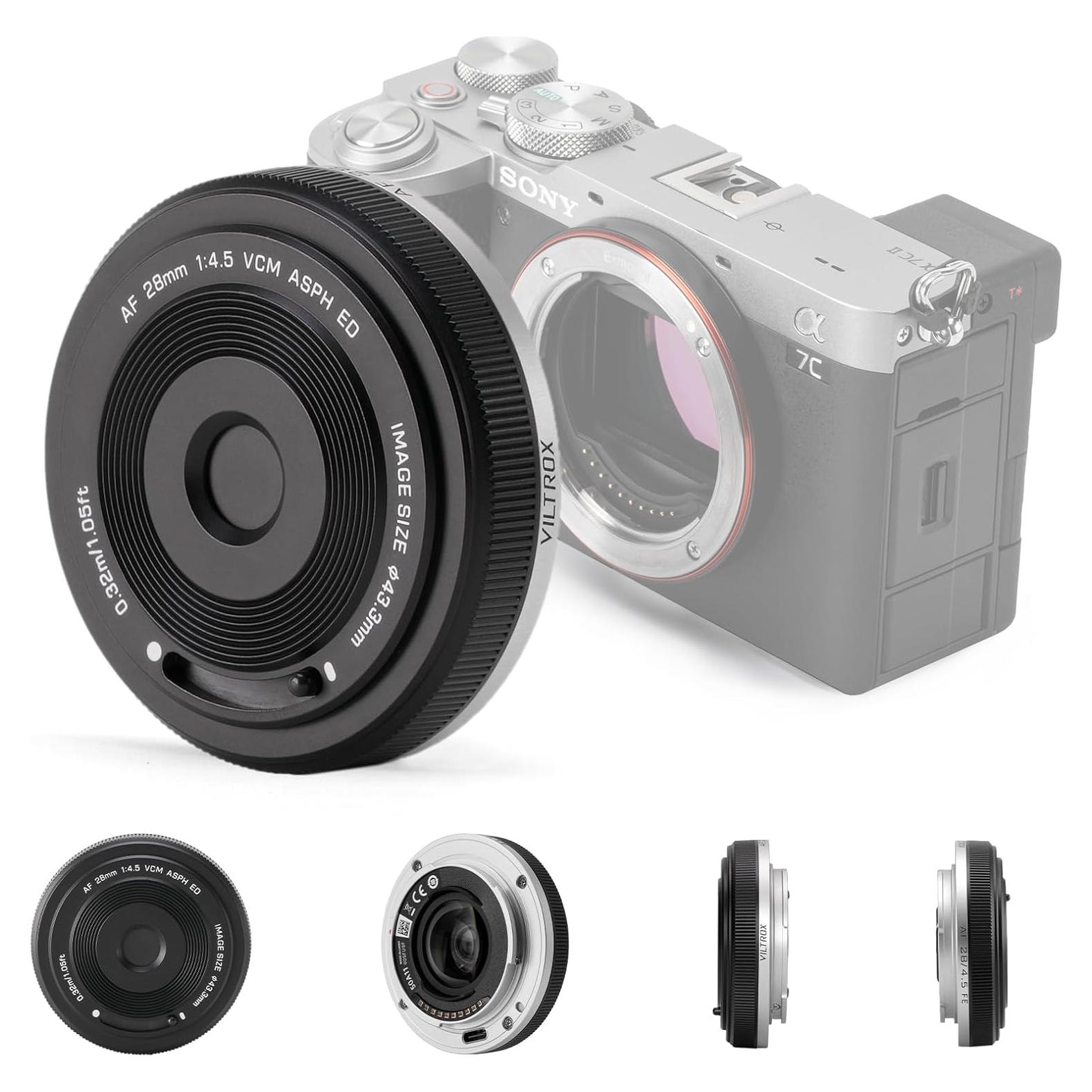 Lente Pancake VILTROX 28mm F4.5 E-Mount Ultra-Fina para Sony