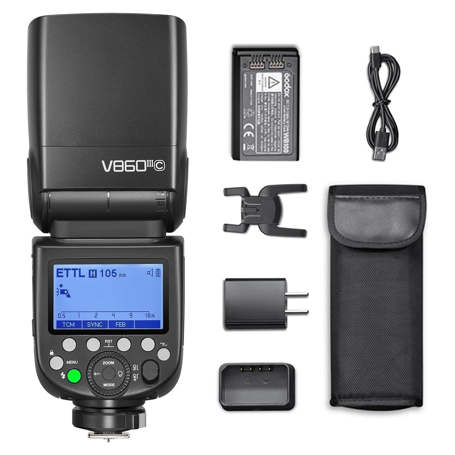 Flash Godox V860III-C para Cámara Canon E-TTL II 7.2V 2600mAh