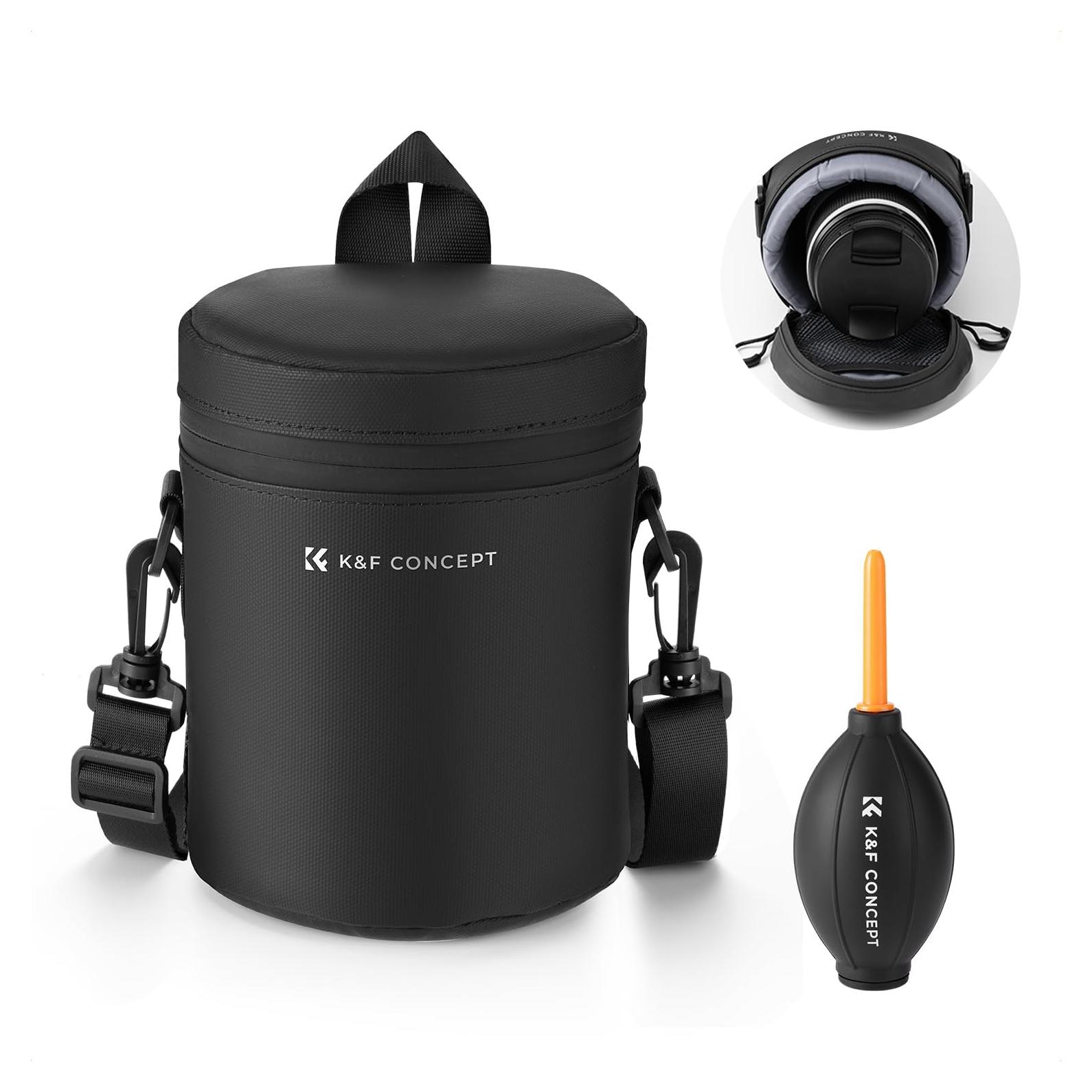 Funda para Lente de Cámara K&F Concept Negra 105x110x150mm