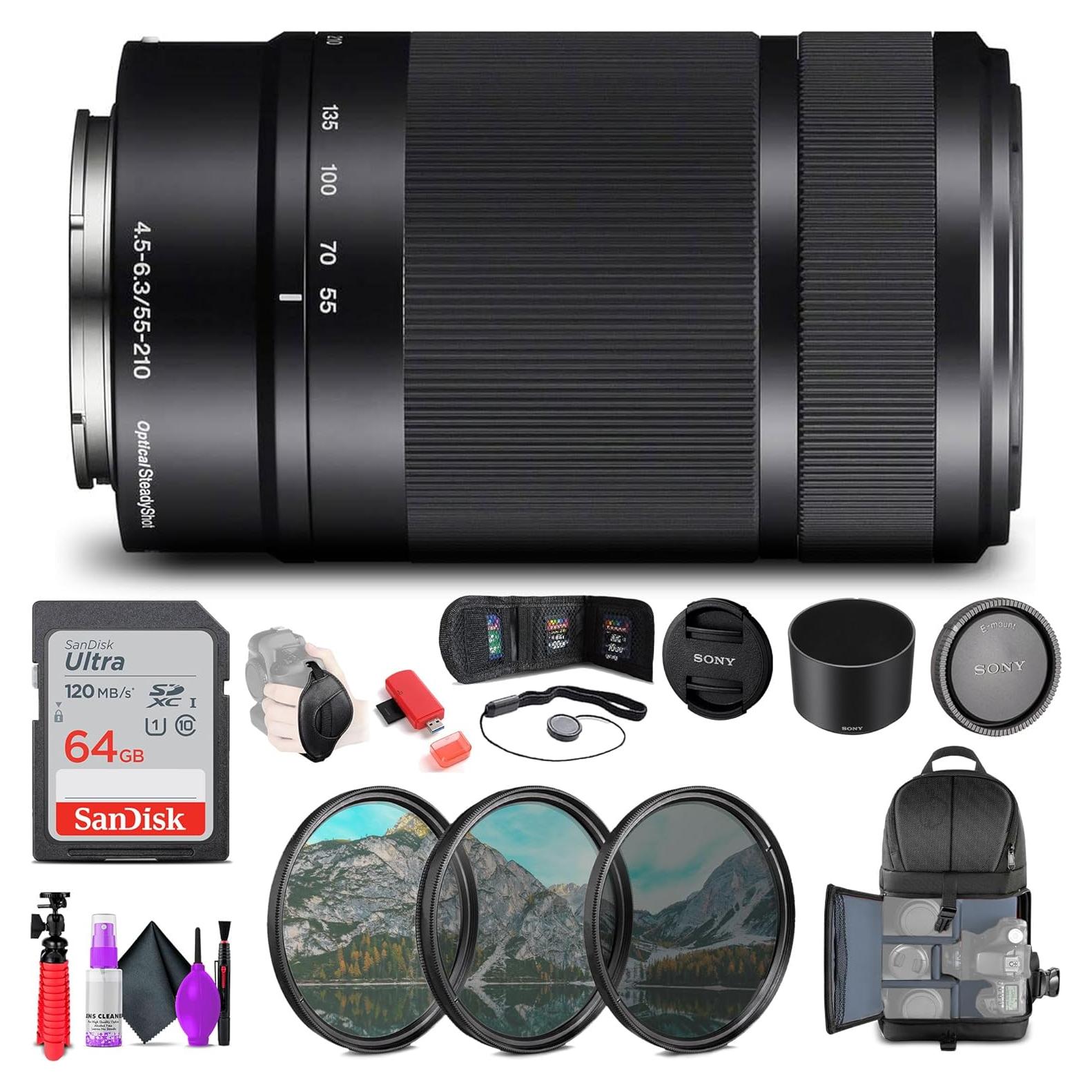 Lente Zoom Telefoto Sony E 55-210mm f/4.5-6.3 OSS + Kit