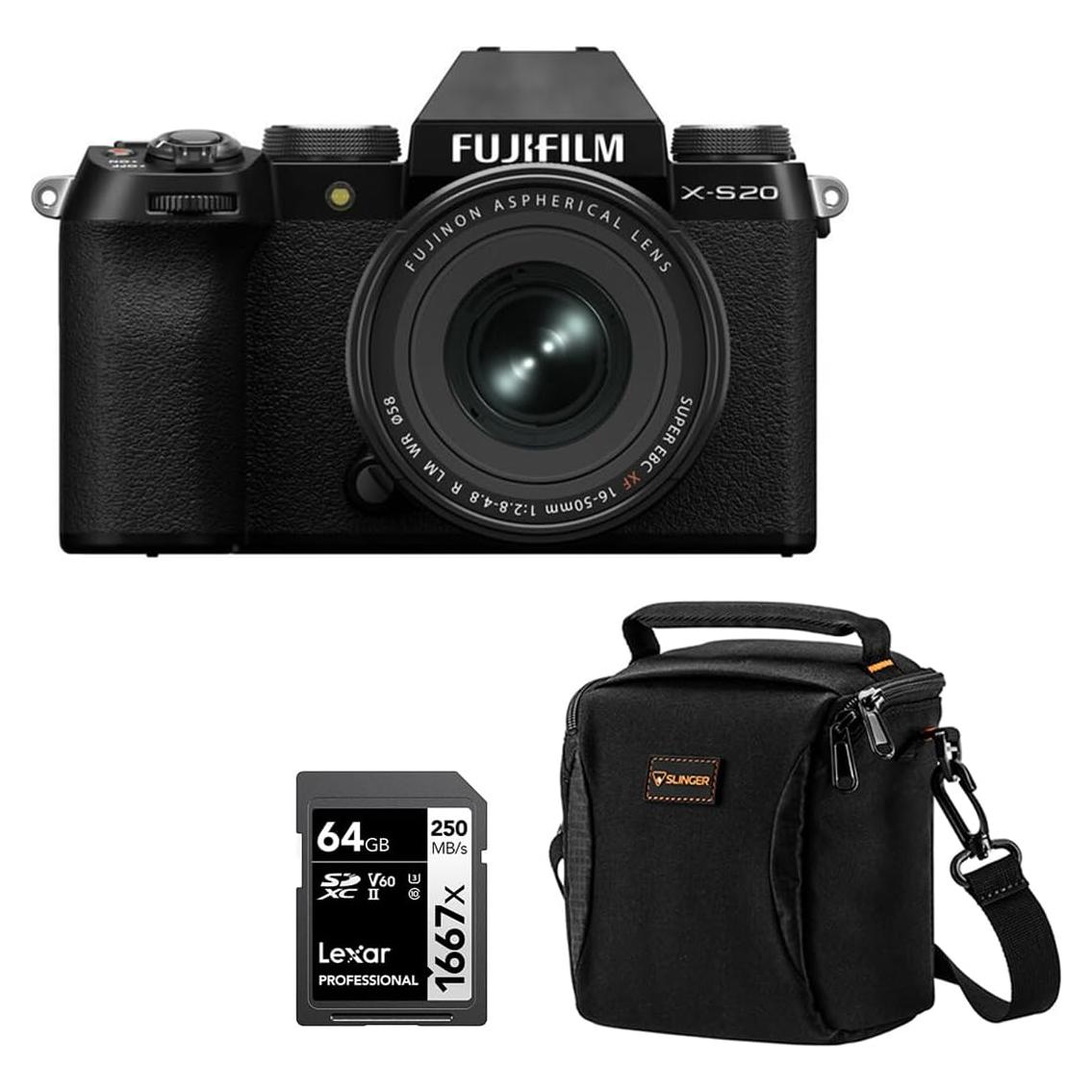 Cámara Sin Espejo Fujifilm X-S20 con Lente XF 16-50mm y Accesorios