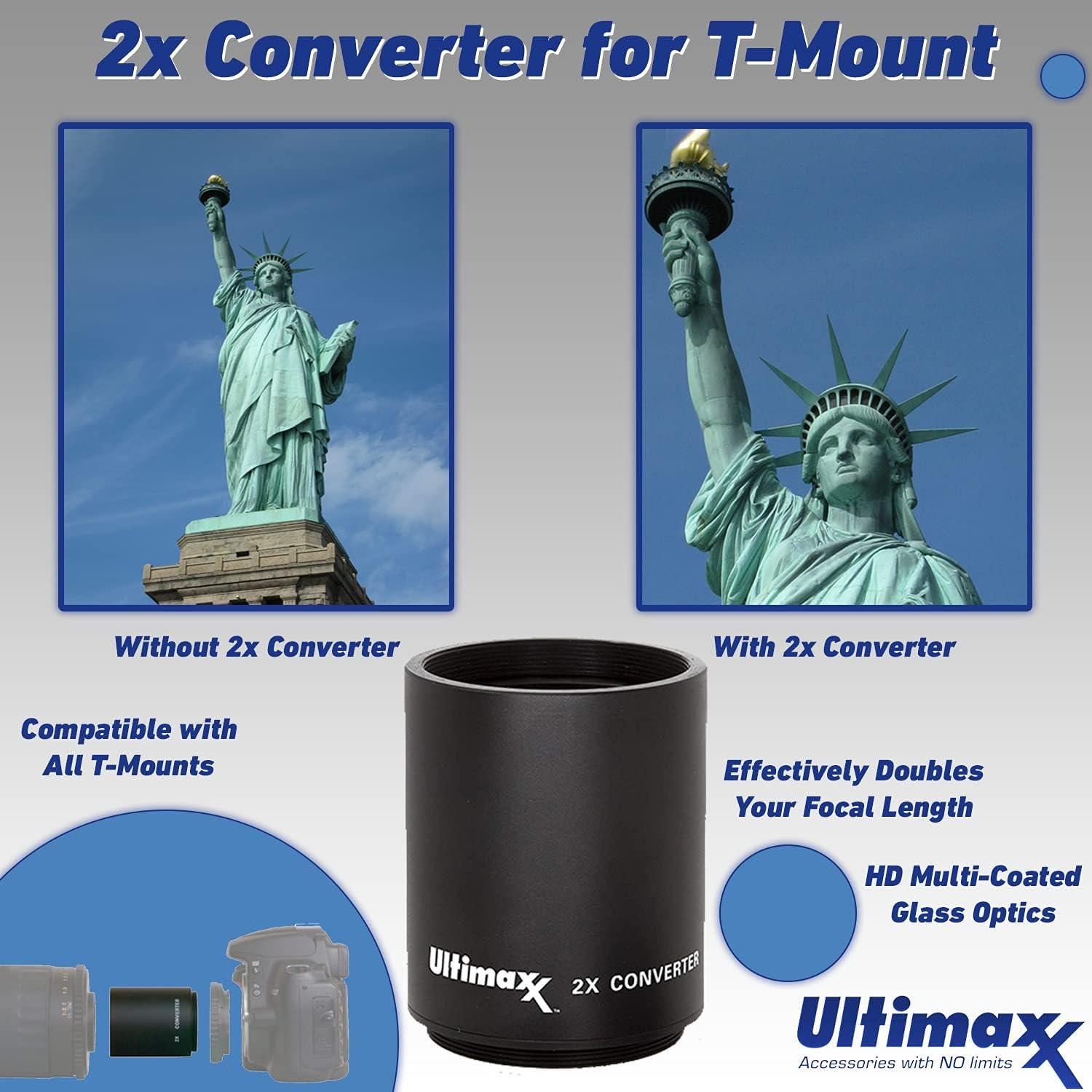 Lente Telefoto 500mm Ultimaxx f/8 con Convertidor 2x para Canon