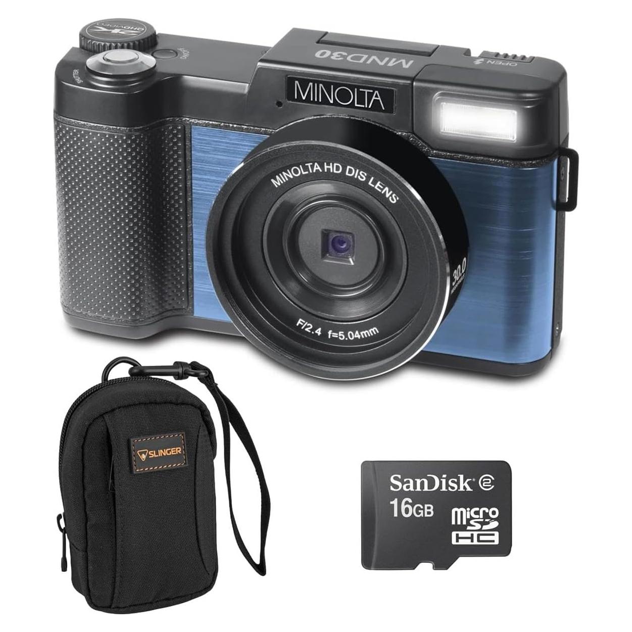 Cámara Digital Minolta MND30 30MP 2.7K QHD Pantalla 3"