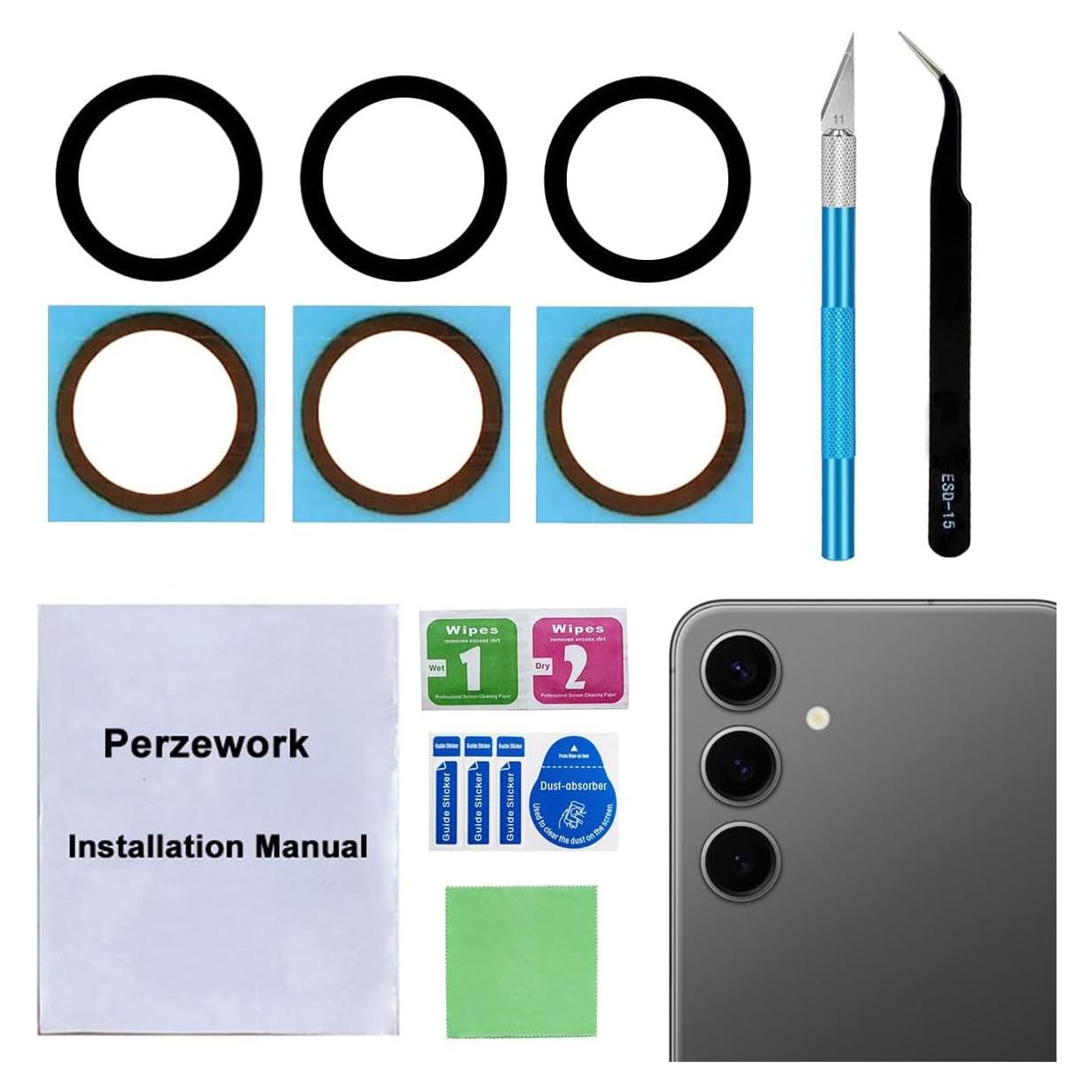 2 Lentes de Reemplazo para Cámara Samsung Galaxy S24+ Plus