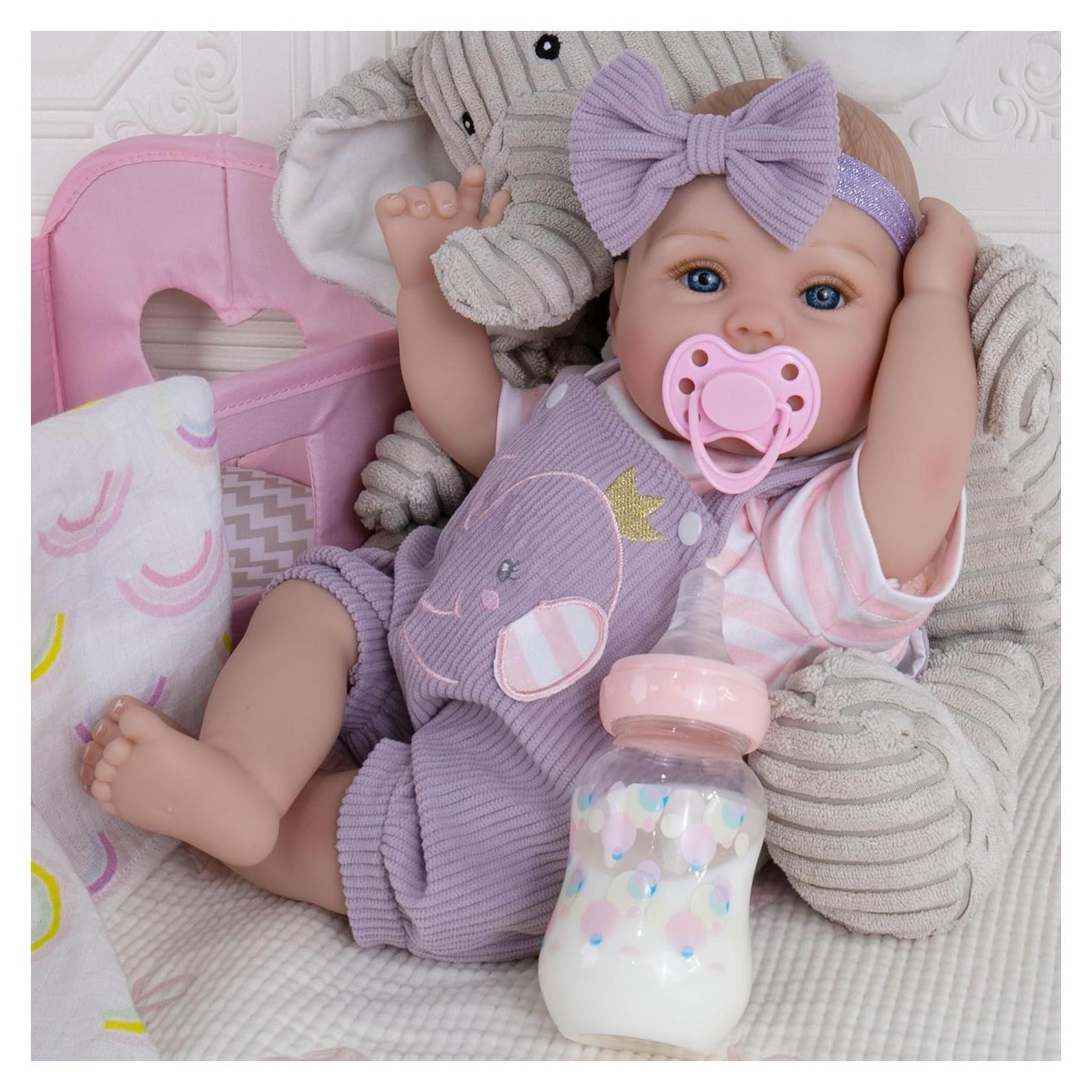 Muñeca de bebé renacida Milidool 45.72 cm realista con biberón