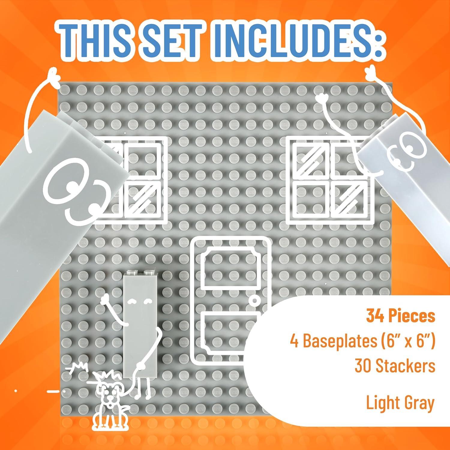 Placas Base Apilables Strictly Briks 4 Unidades Gris Claro