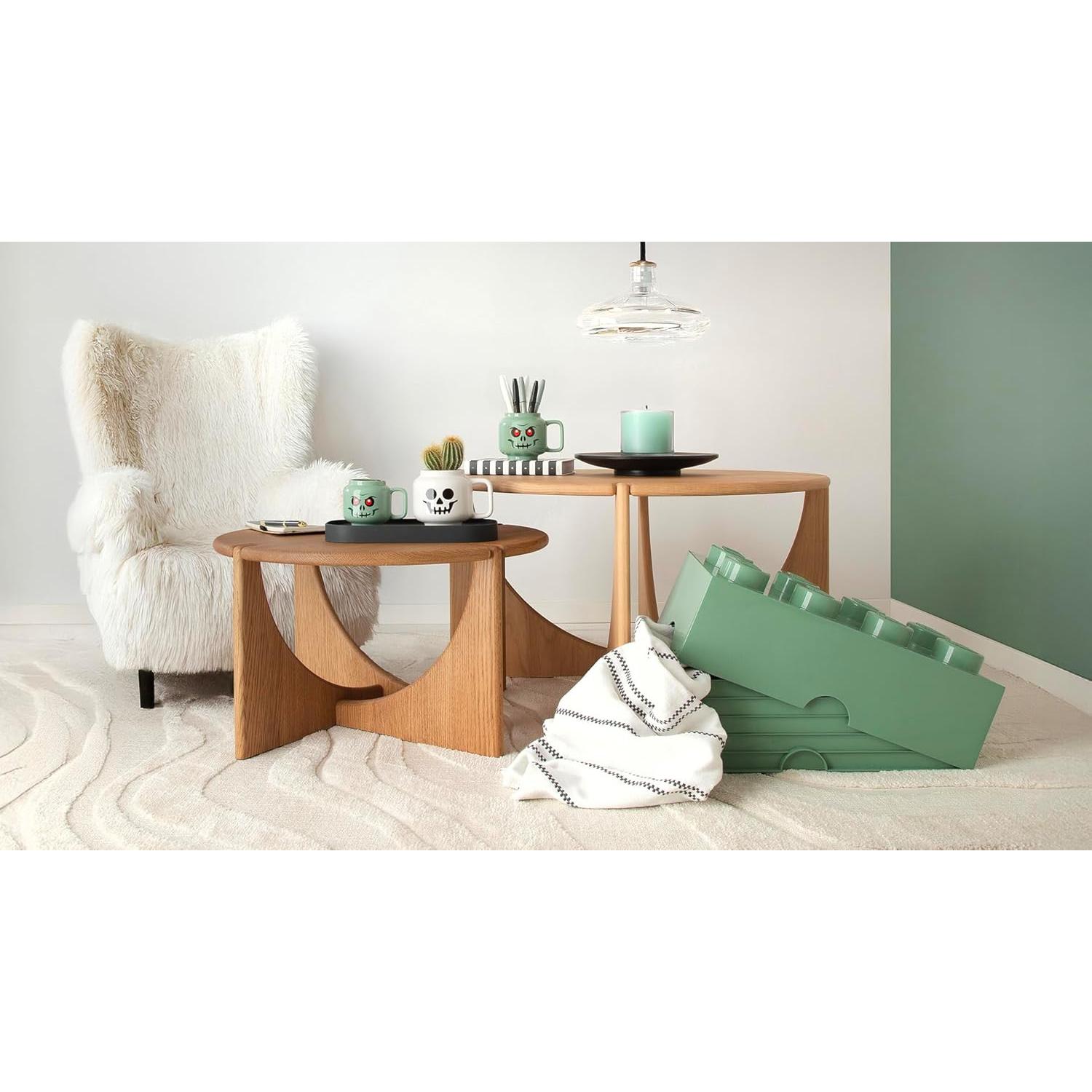 LEGO Storage Brick 8 - studs BLACK - Stackable Plastic Storage Box with Lid for Kids and Adults, Ideal Desk Organizer and Toy Box - 12.1L Capacity