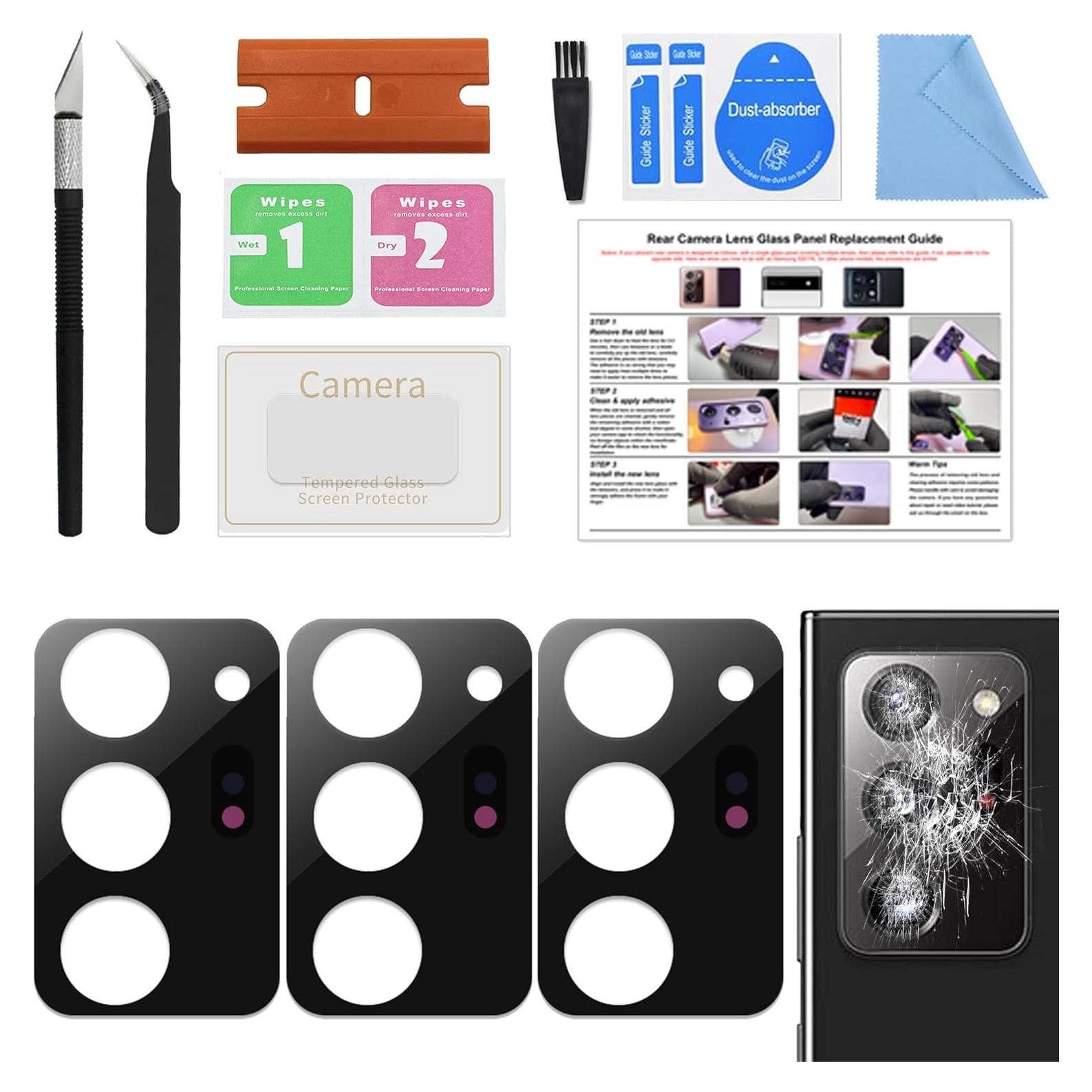 Reemplazo Cristal Lente Cámara Samsung Galaxy Note 20 Ultra - 3 Unidades