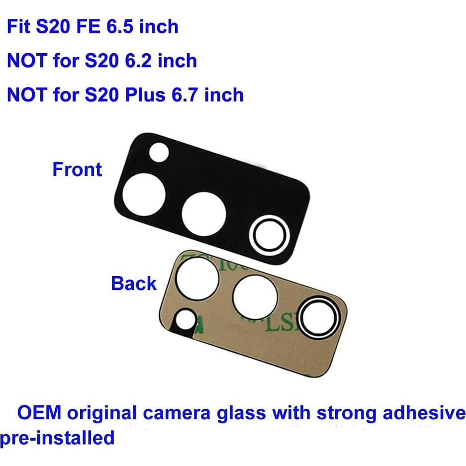 Reemplazo Lente de Cristal Cámara Samsung Galaxy S20 FE 6.5" Negro