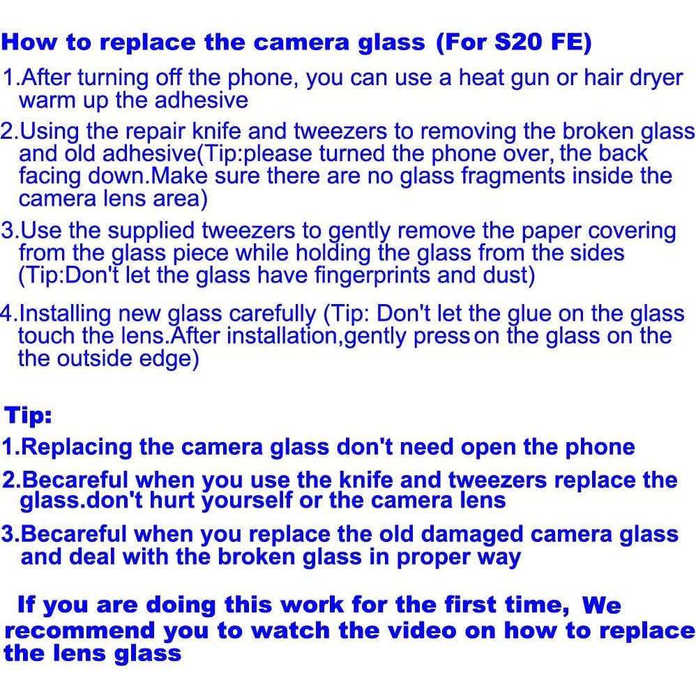 Reemplazo Lente de Cristal Cámara Samsung Galaxy S20 FE 6.5" Negro