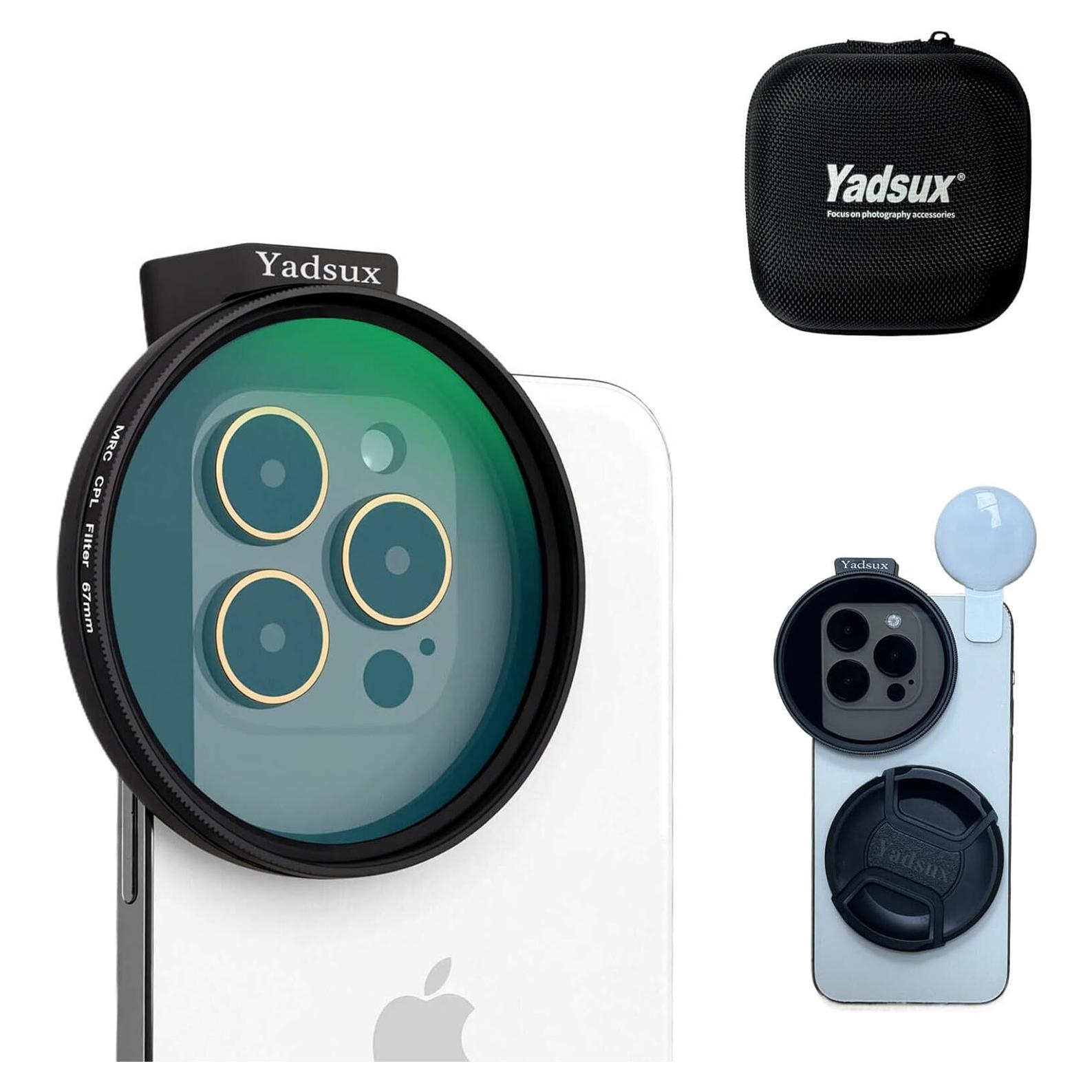 Filtro CPL Polarizador 67mm + Adaptador Universal + Luz Selfie