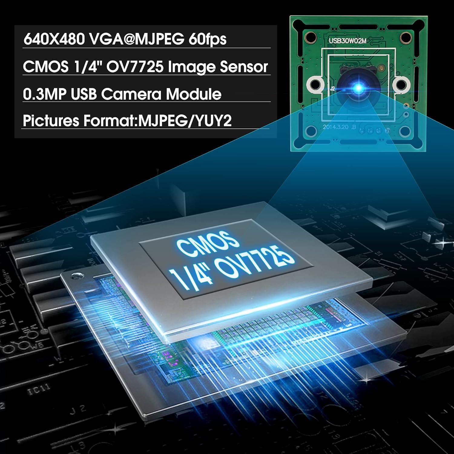 Cámara USB IFWATER 0.3MP Gran Angular 120° 60fps para Raspberry Pi