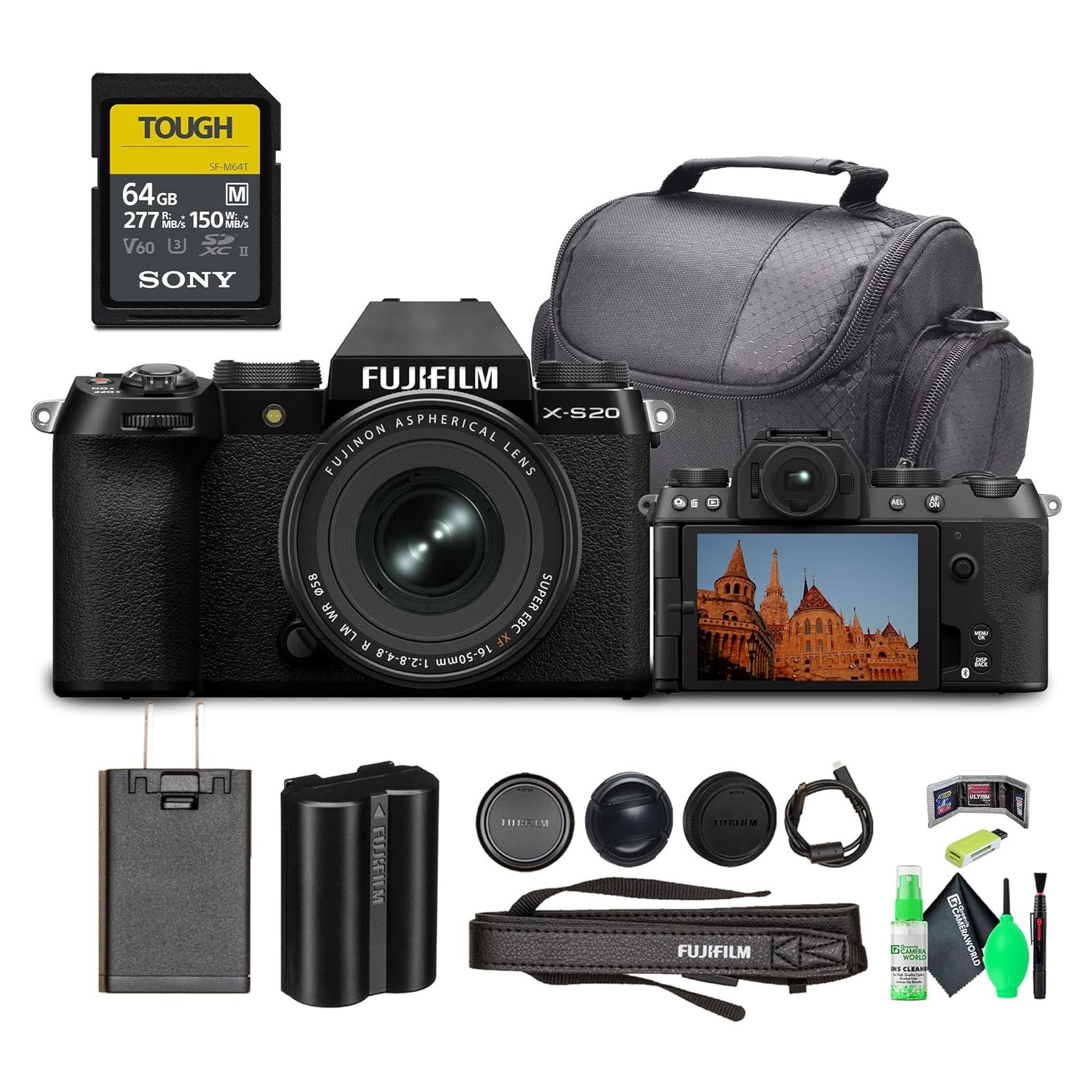 Cámara Mirrorless Fujifilm X-S20 con Lente XF 16-50mm y Accesorios