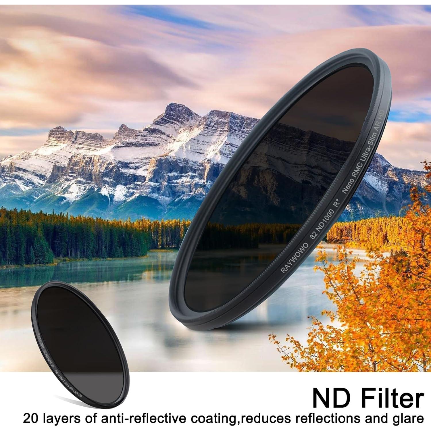 Filtro ND ajustable RAYWOWO ND64 82mm para cámara DSLR