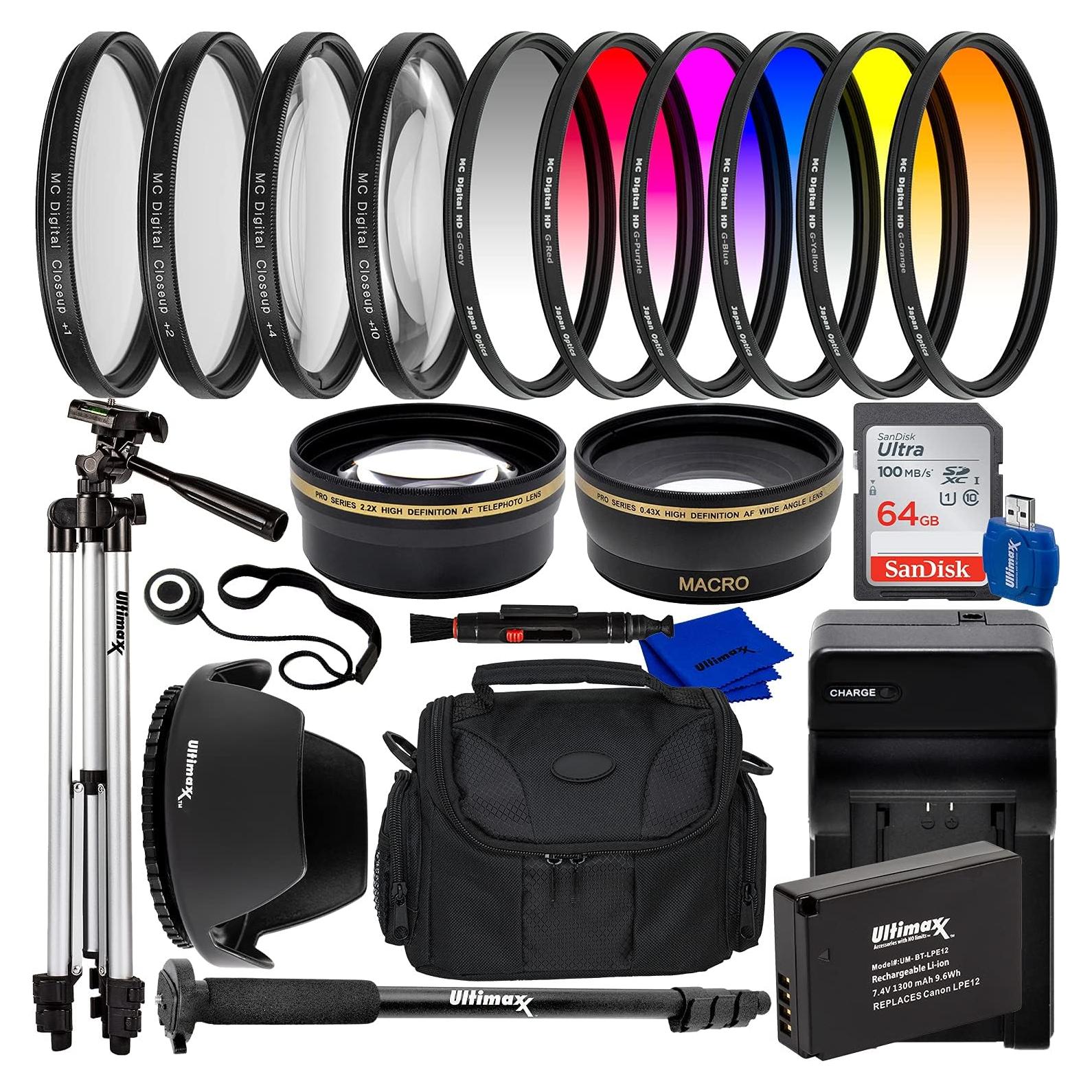 Kit de Accesorios Ultimaxx 49mm para Canon EOS M - Incluye Lentes y Filtros