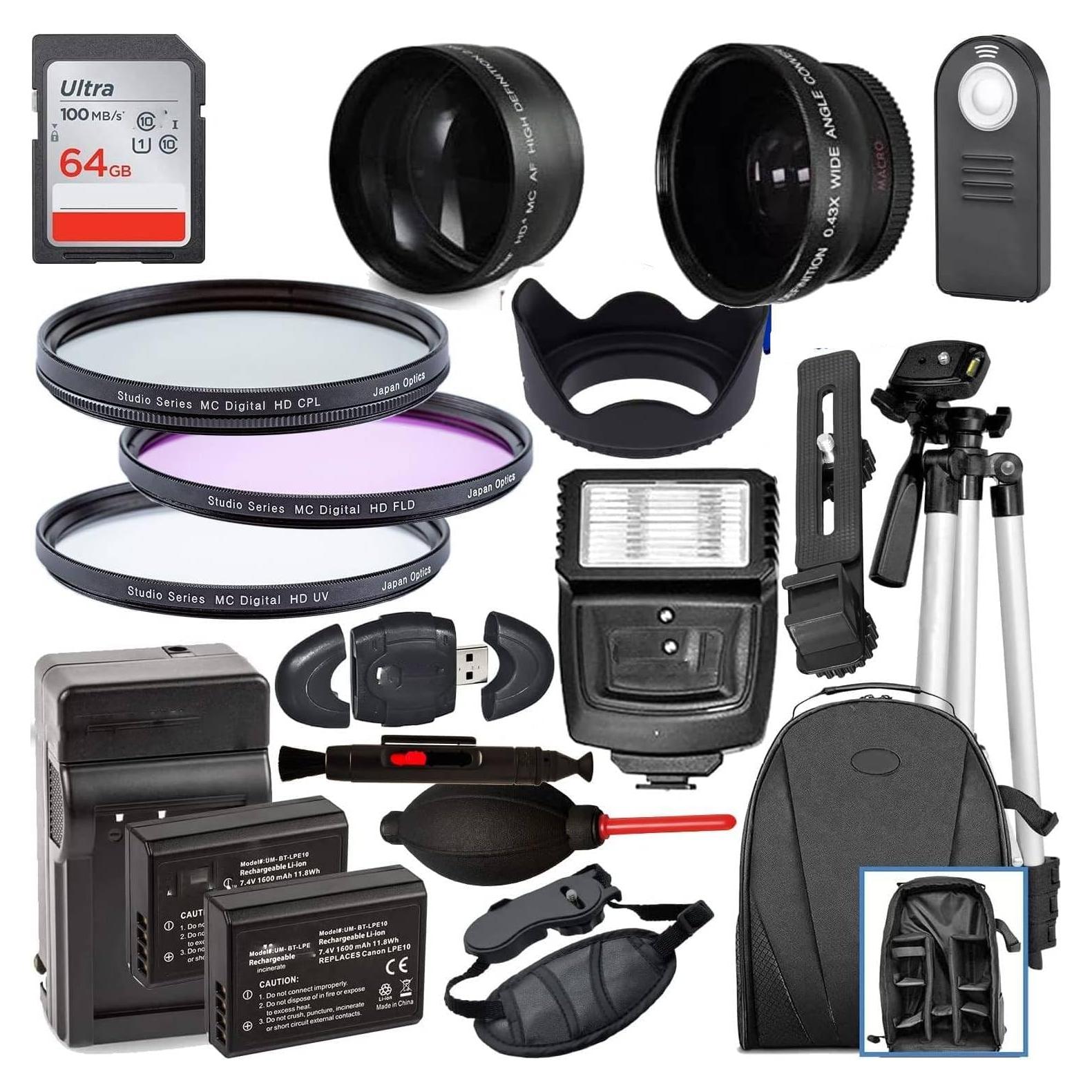 Kit de Accesorios para Canon EOS Rebel T7 T6 T5 T3 - 58MM